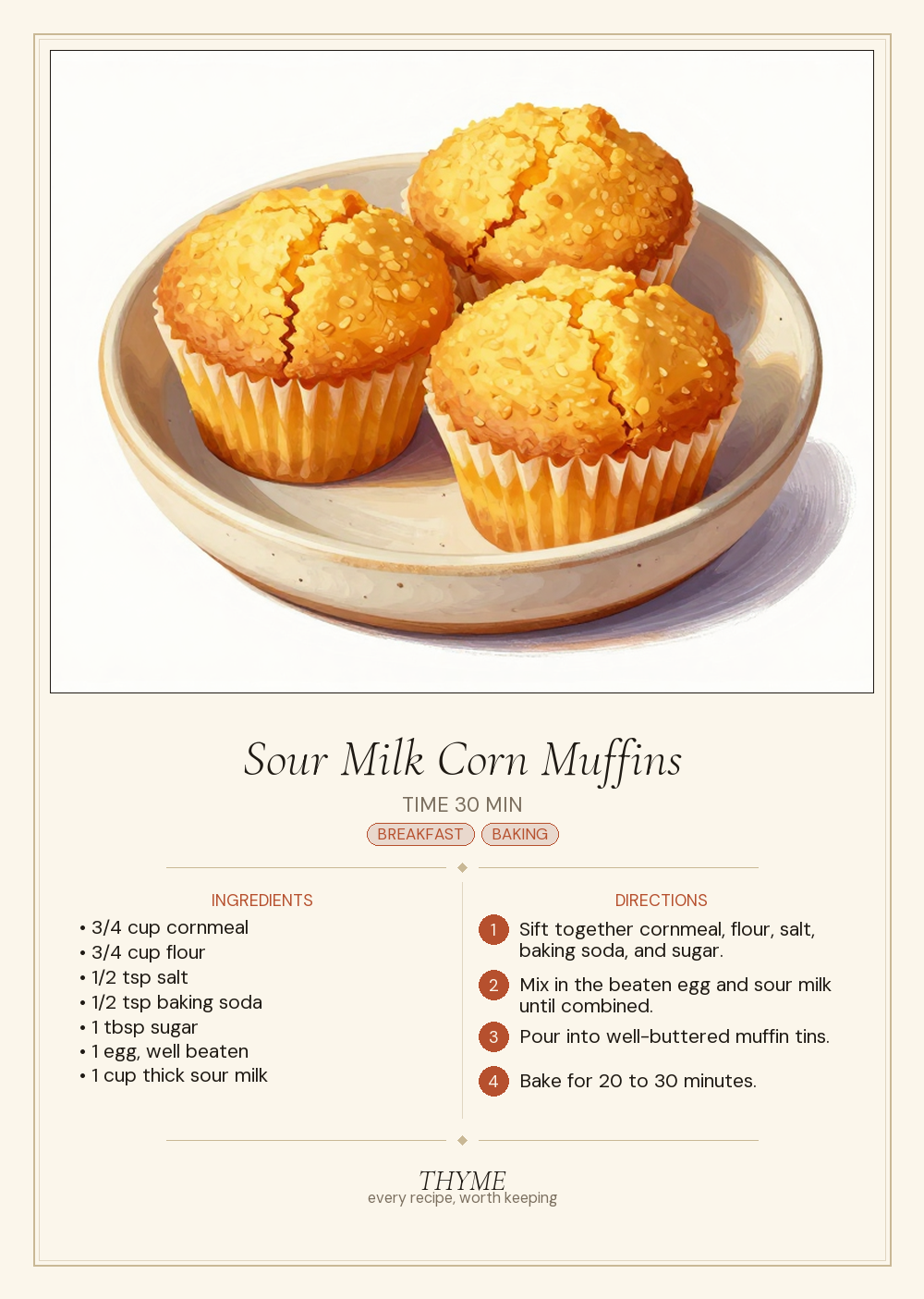 Sour Milk Corn Muffins