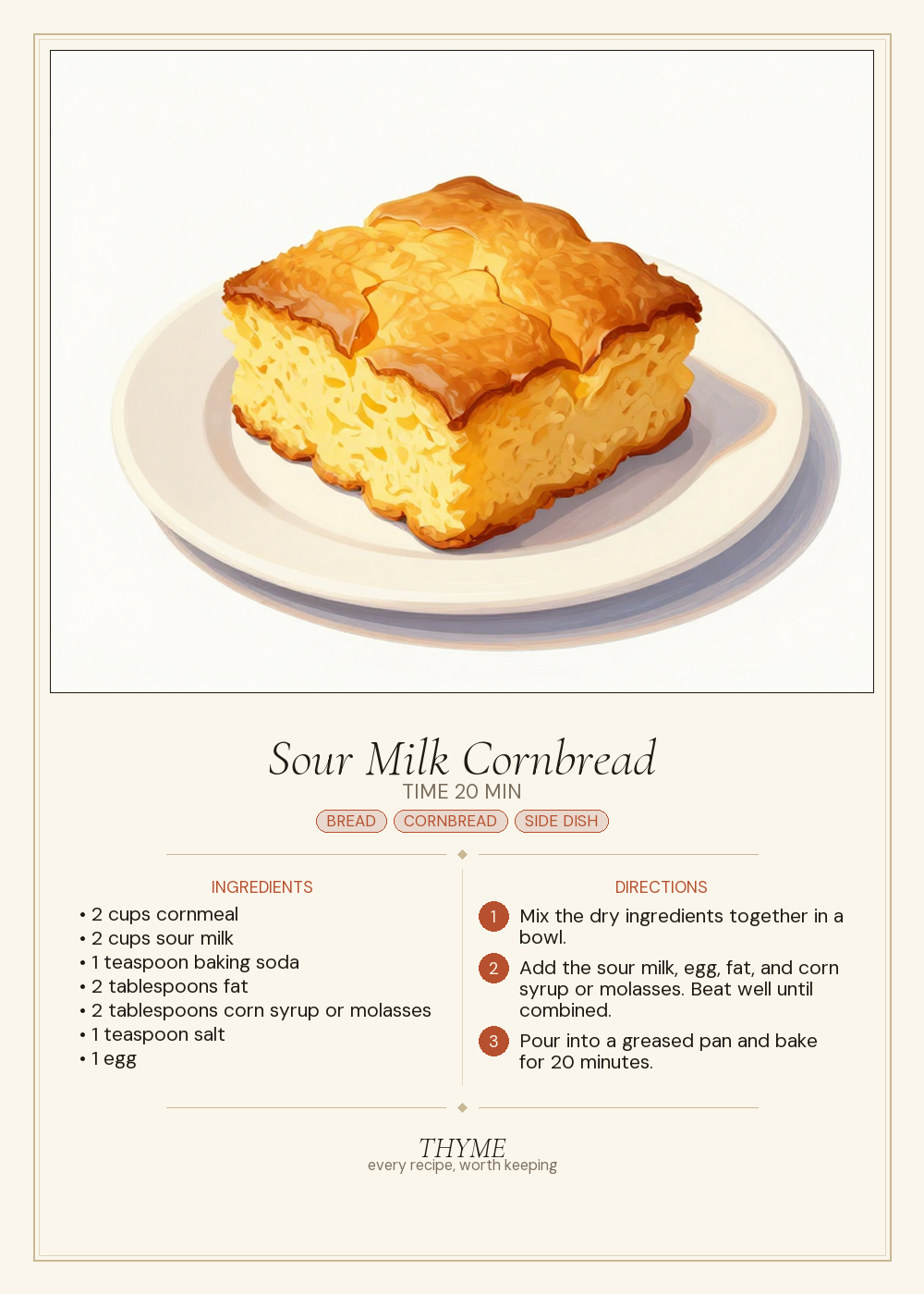 Sour Milk Cornbread