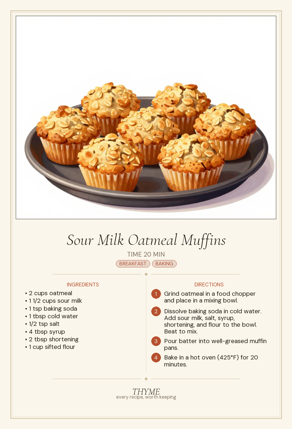 Sour Milk Oatmeal Muffins
