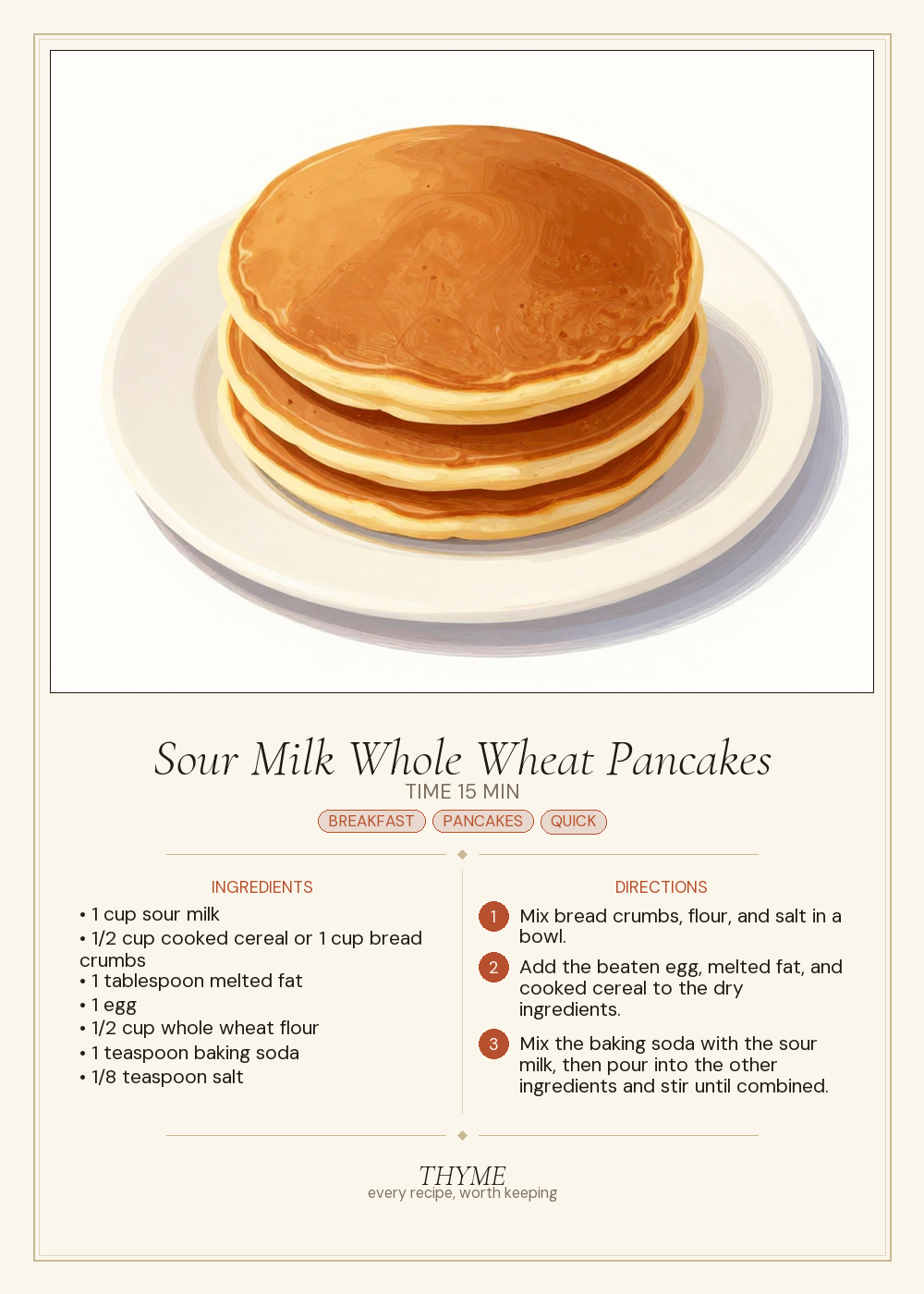 Sour Milk Whole Wheat Pancakes