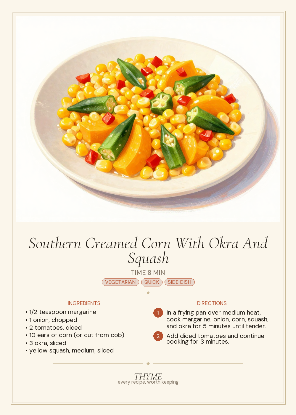 Southern Creamed Corn With Okra And Squash