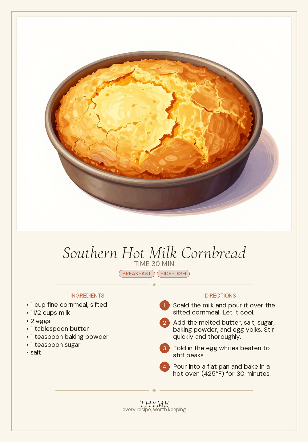 Southern Hot Milk Cornbread