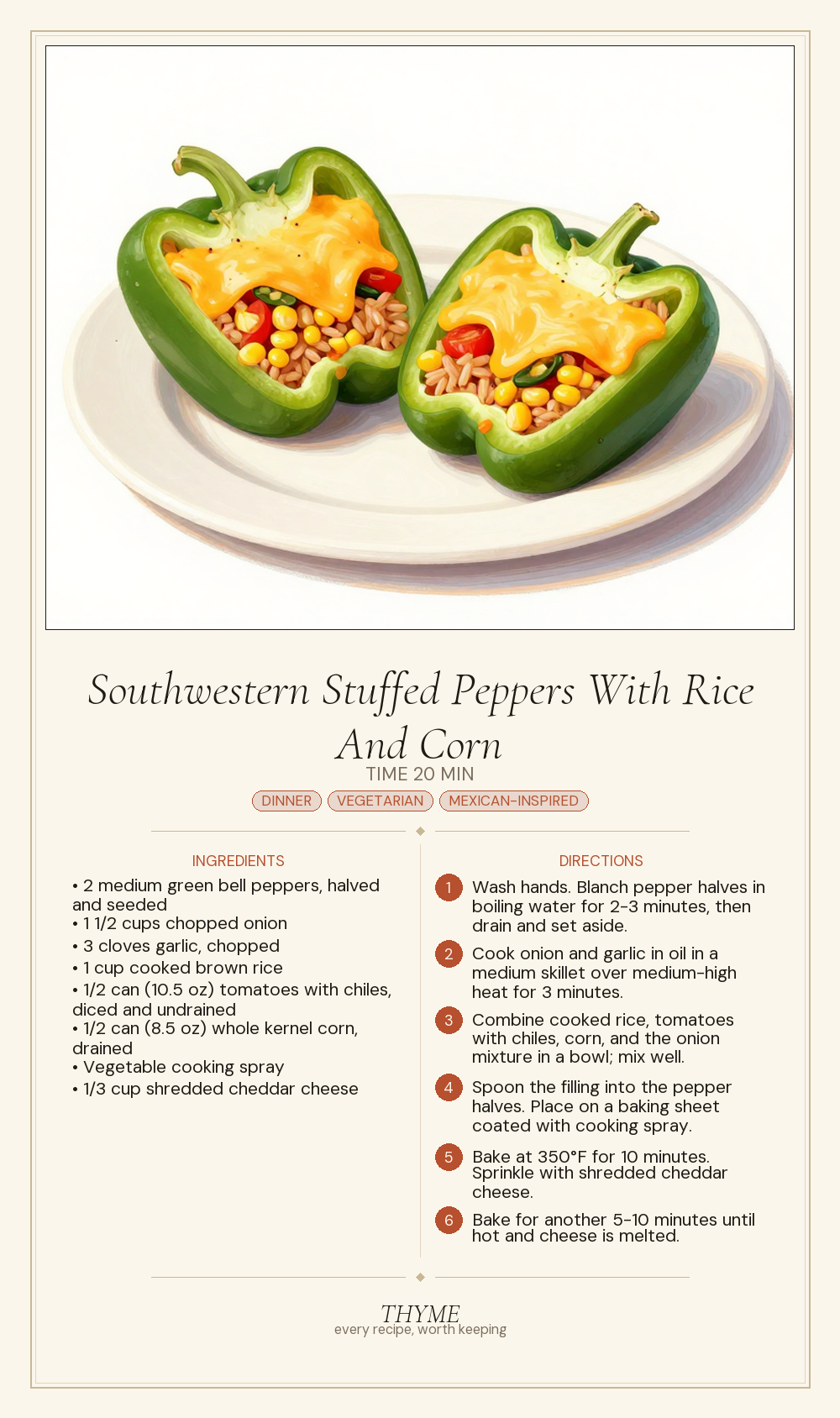 Southwestern Stuffed Peppers With Rice And Corn