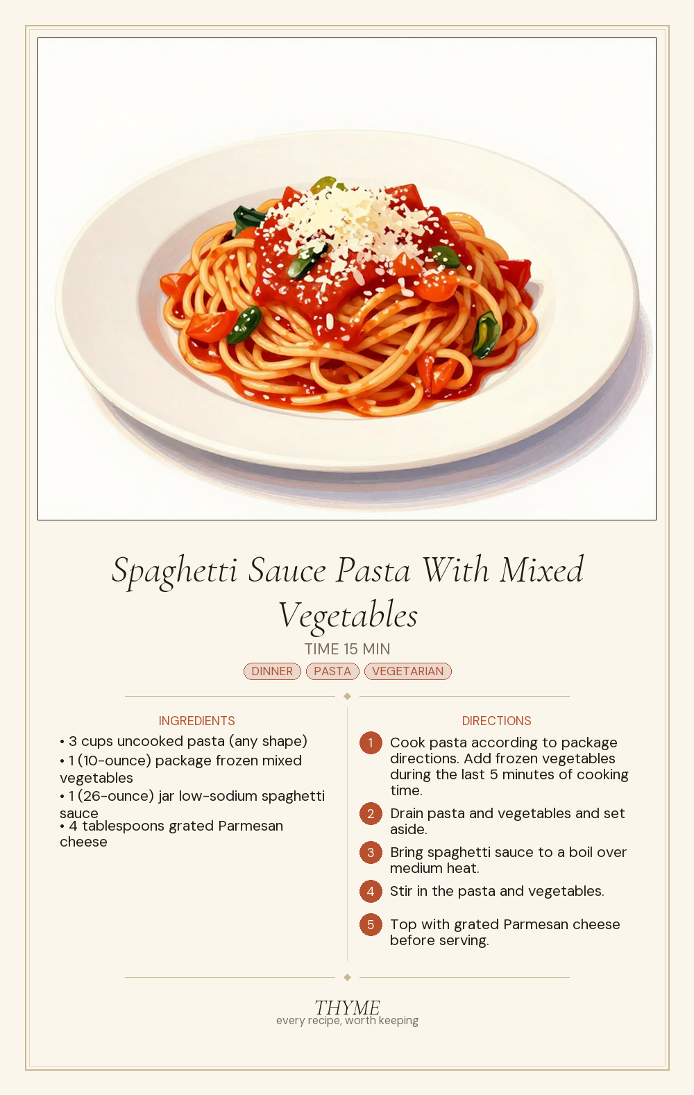 Spaghetti Sauce Pasta With Mixed Vegetables