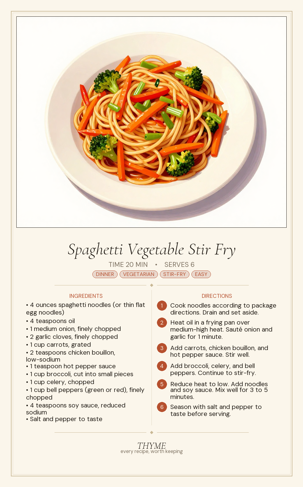 Spaghetti Vegetable Stir Fry