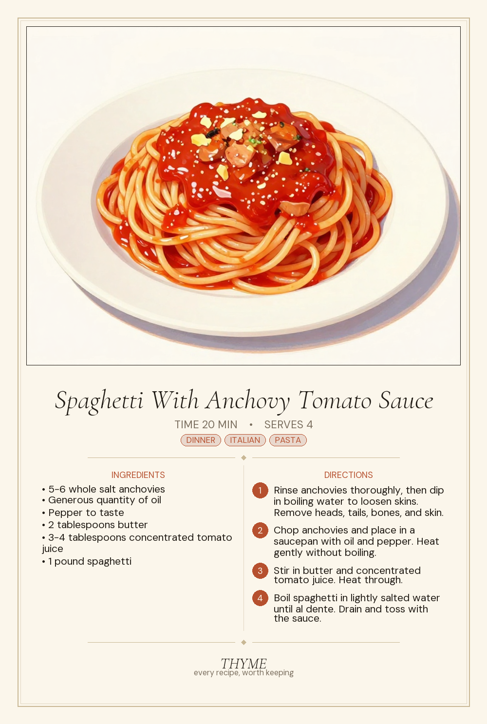 Spaghetti With Anchovy Tomato Sauce