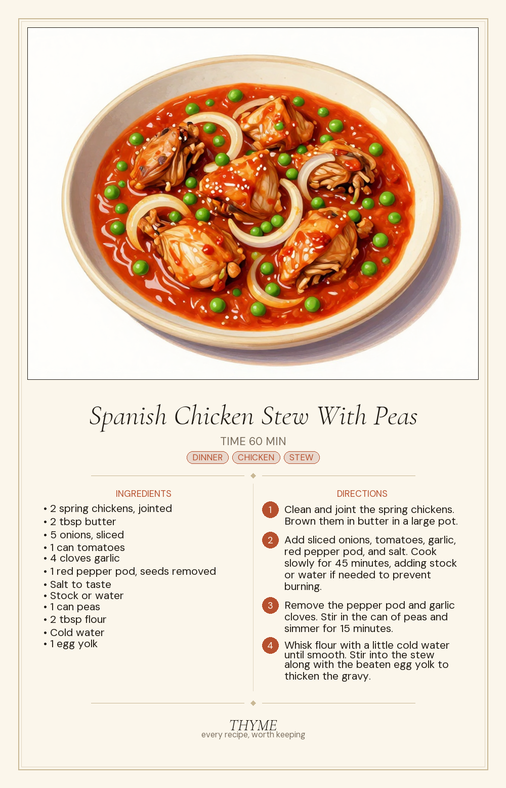 Spanish Chicken Stew With Peas