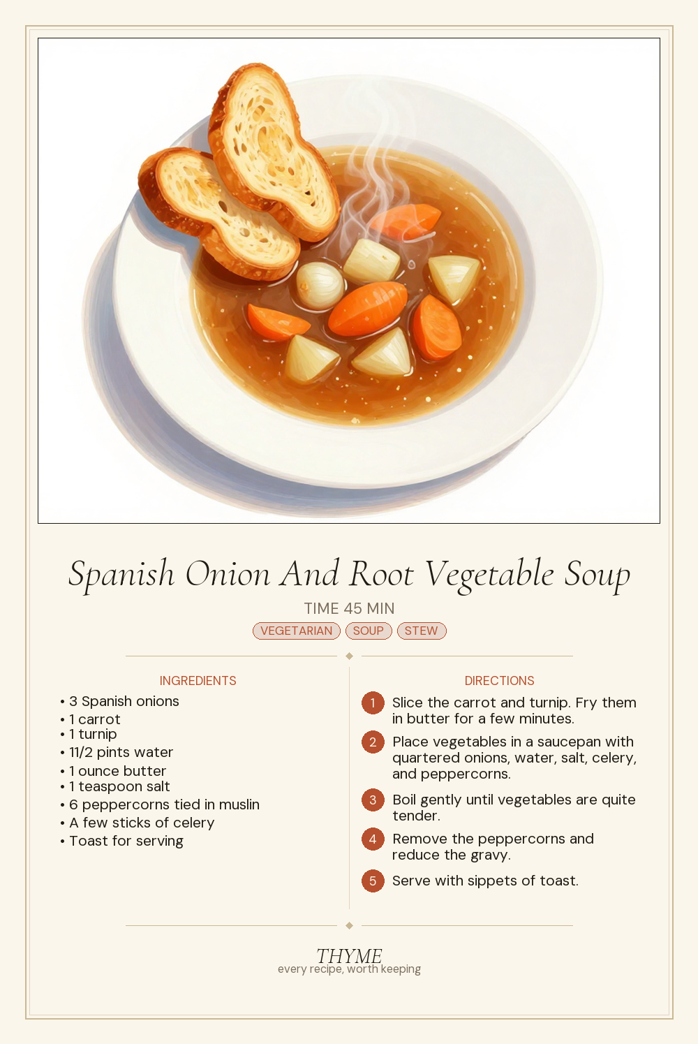 Spanish Onion And Root Vegetable Soup