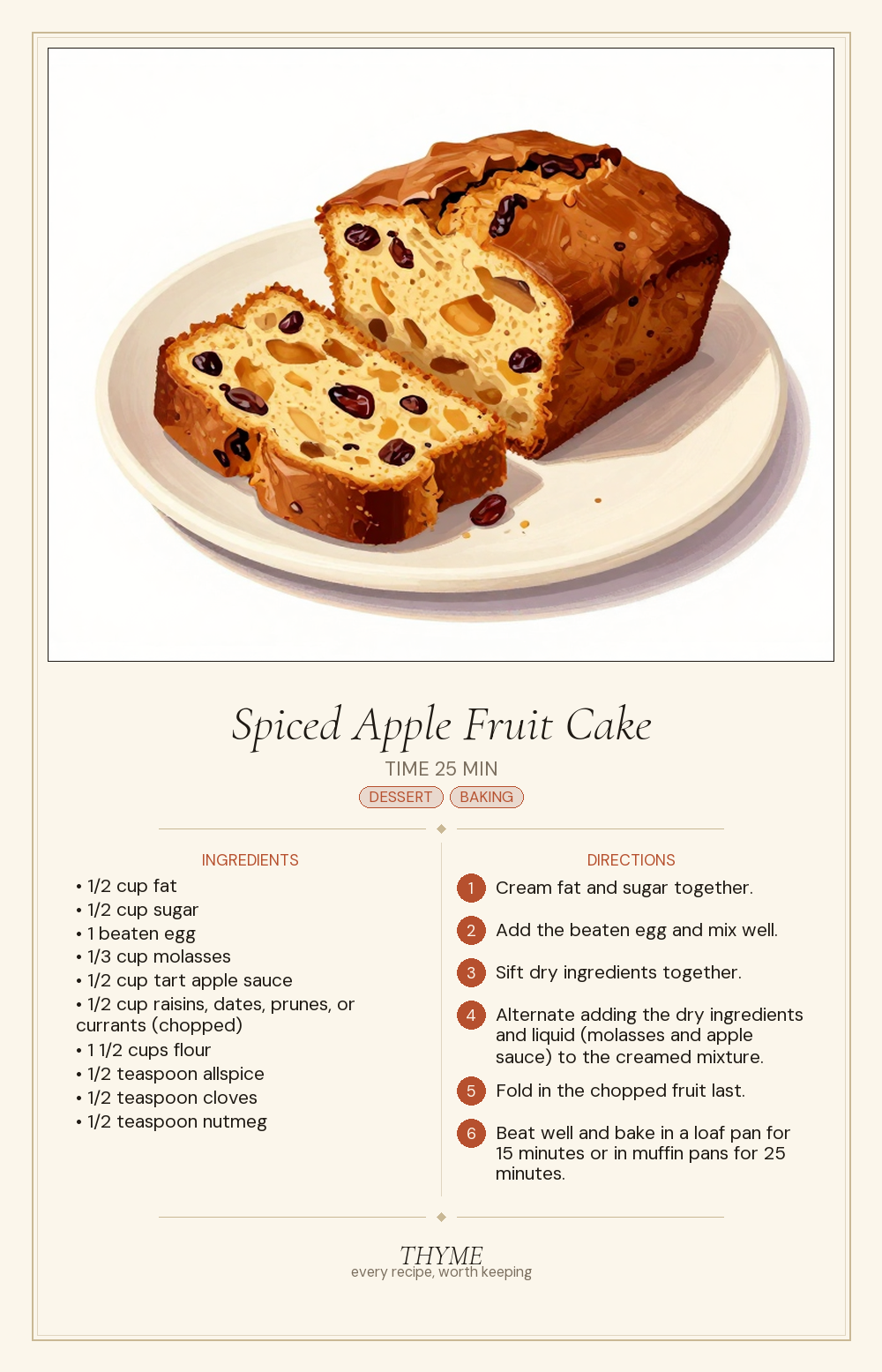 Spiced Apple Fruit Cake
