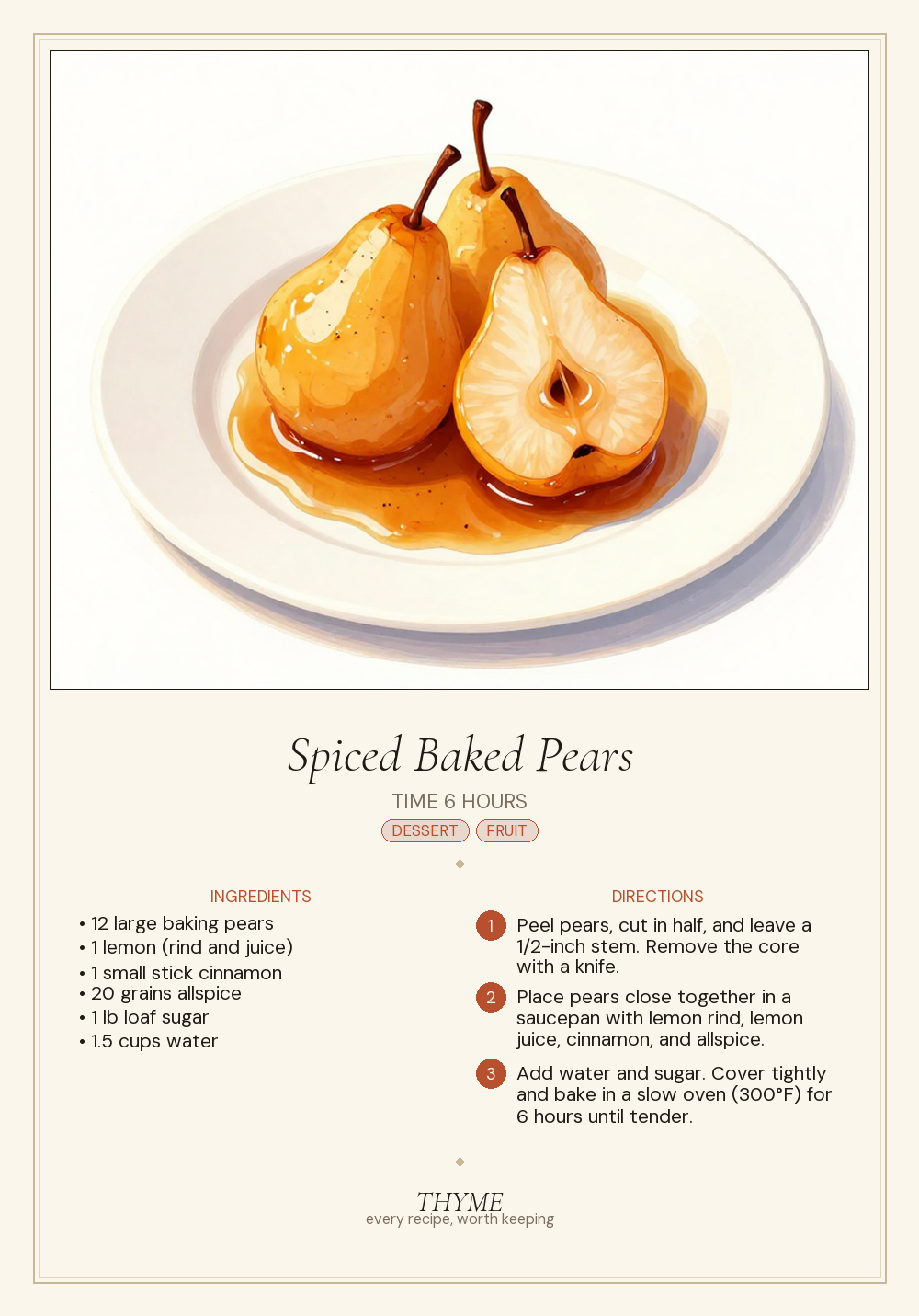 Spiced Baked Pears
