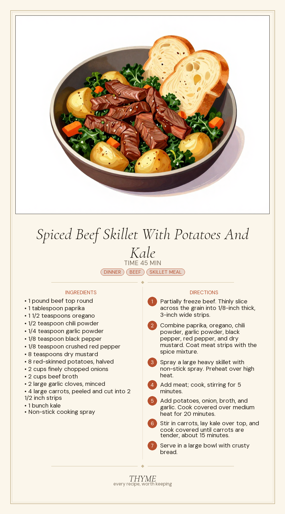 Spiced Beef Skillet With Potatoes And Kale