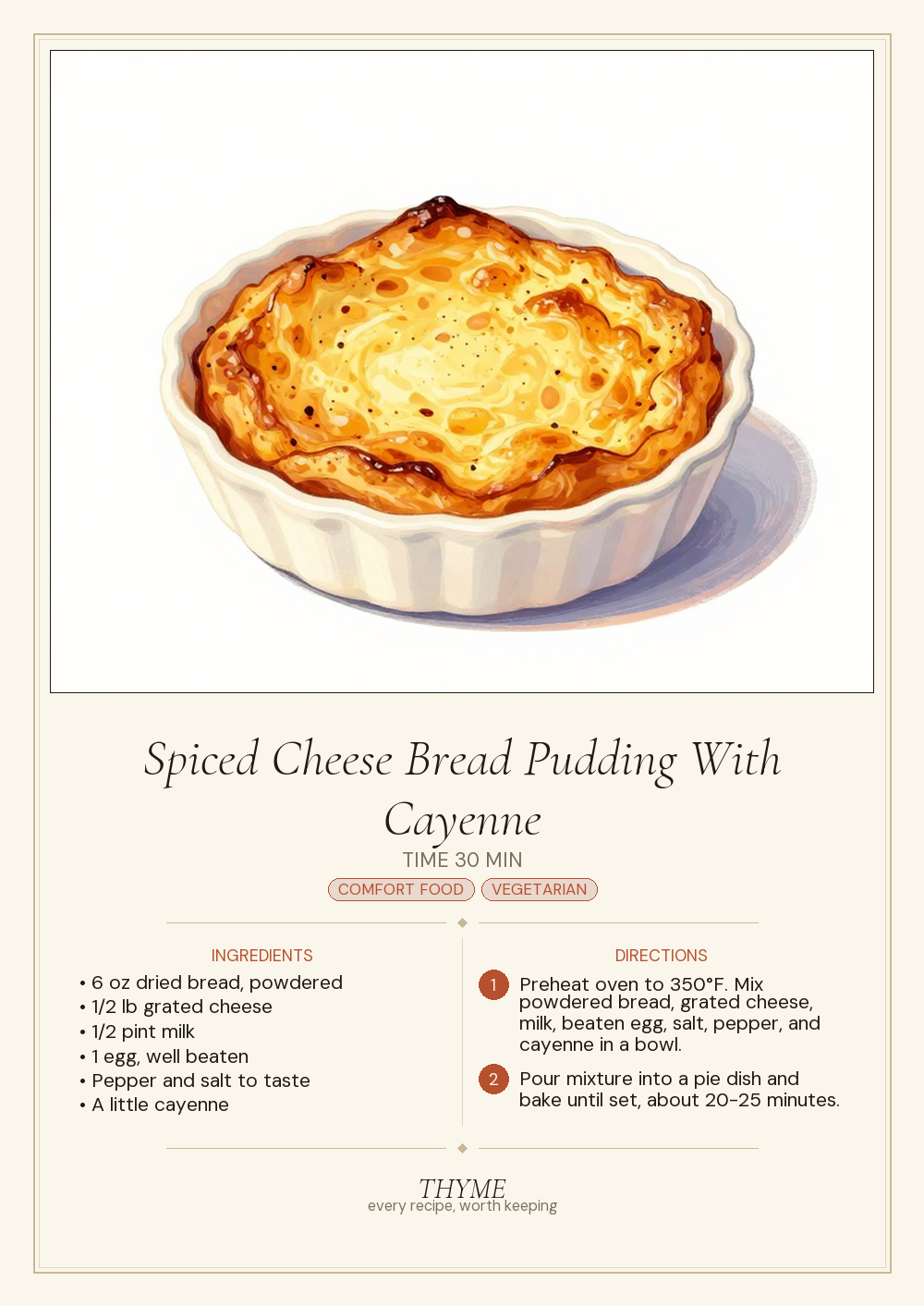 Spiced Cheese Bread Pudding With Cayenne