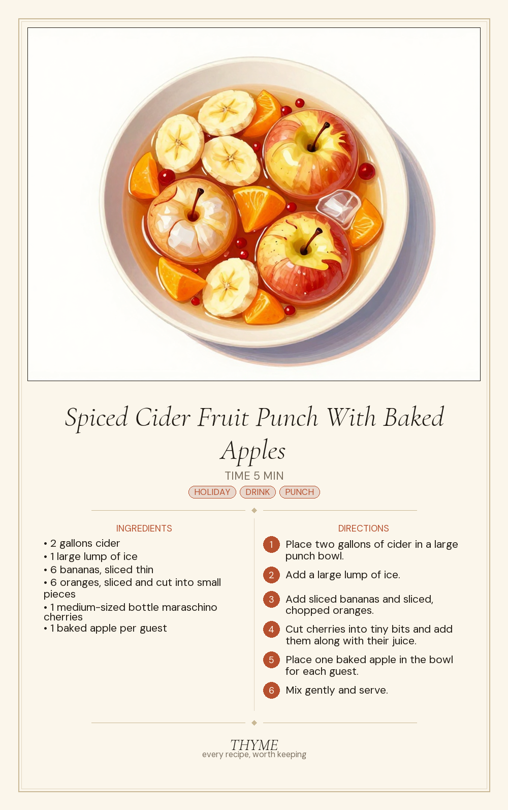 Spiced Cider Fruit Punch With Baked Apples