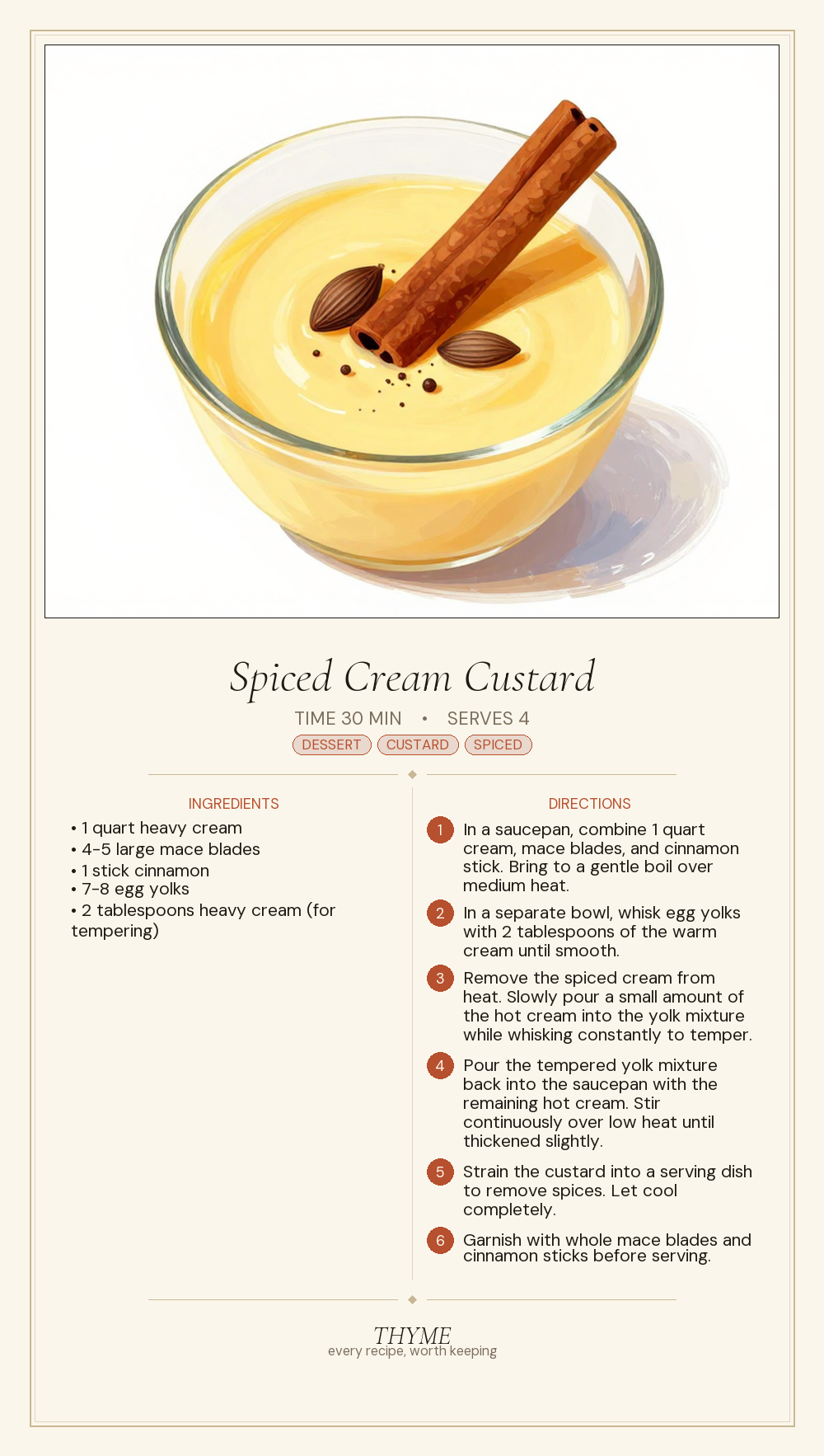 Spiced Cream Custard