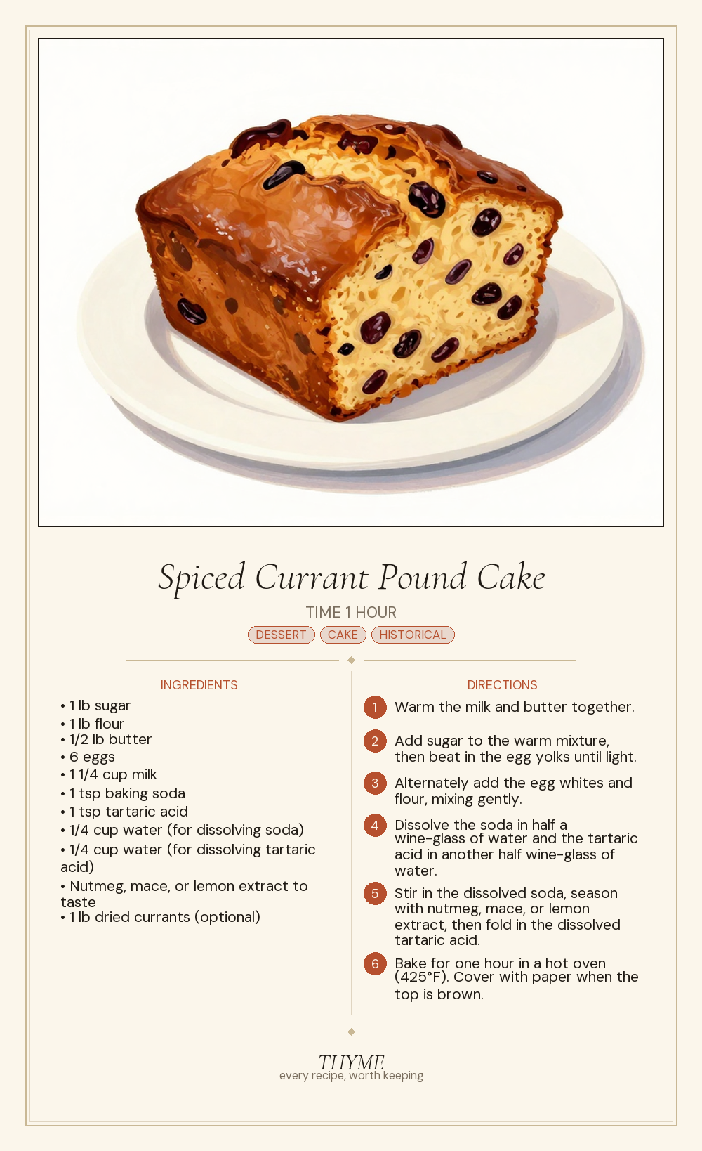 Spiced Currant Pound Cake