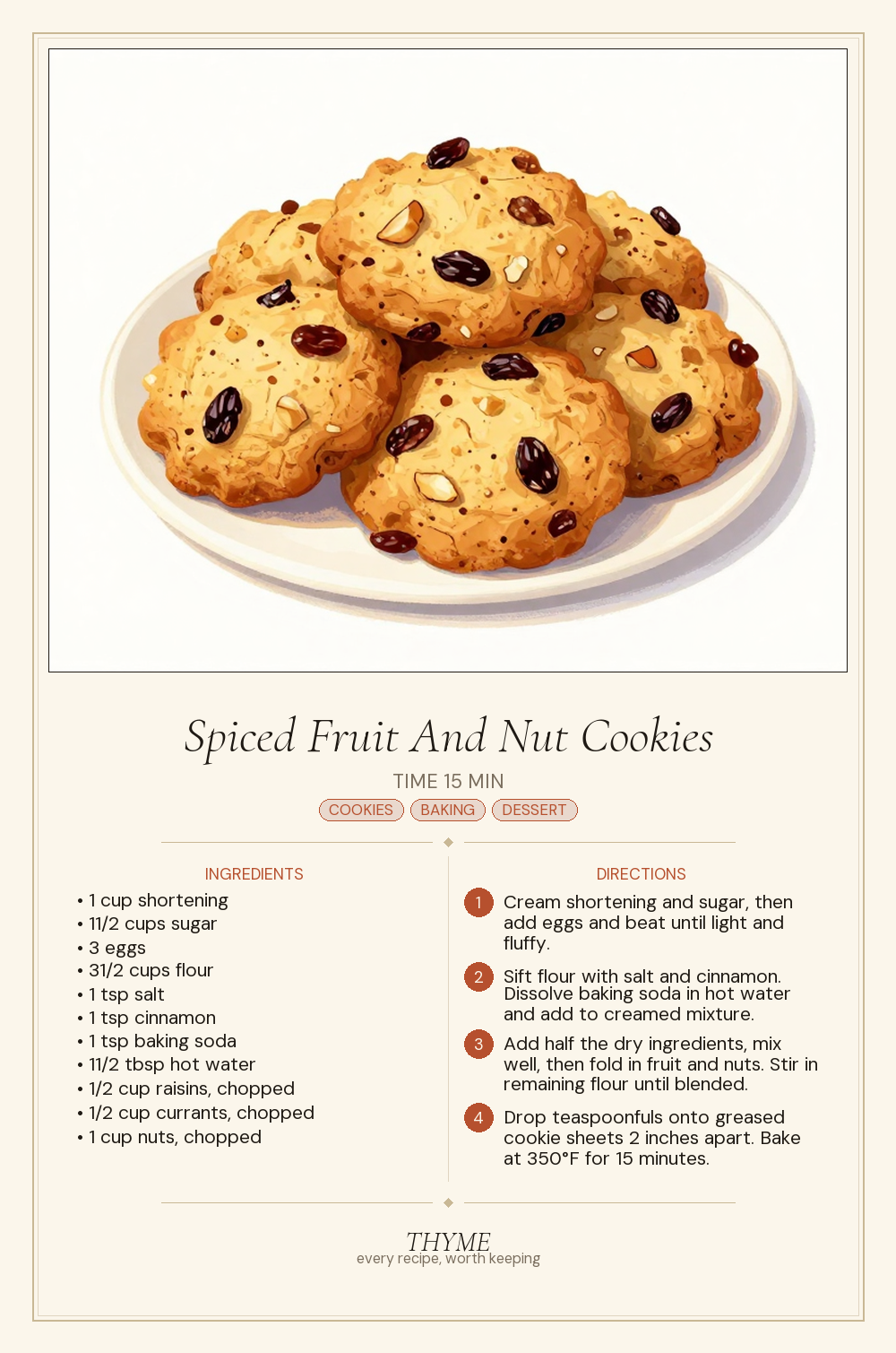 Spiced Fruit And Nut Cookies