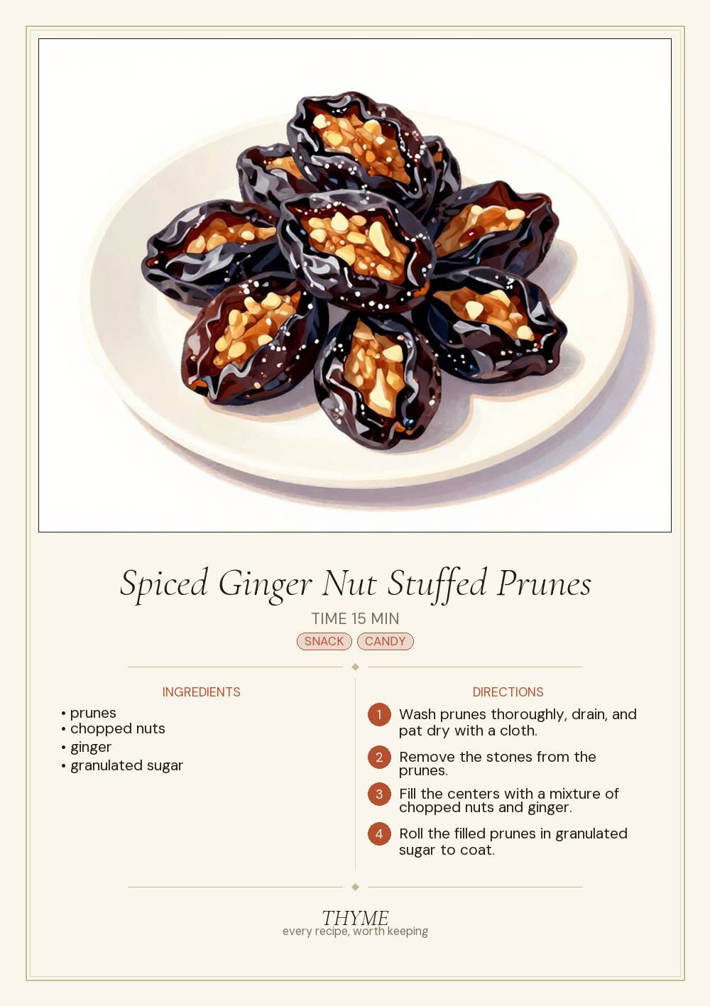 Spiced Ginger Nut Stuffed Prunes