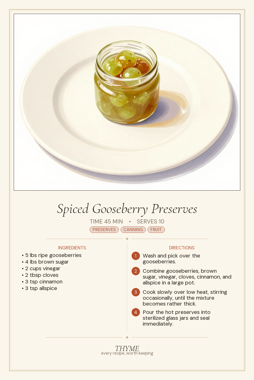 Spiced Gooseberry Preserves