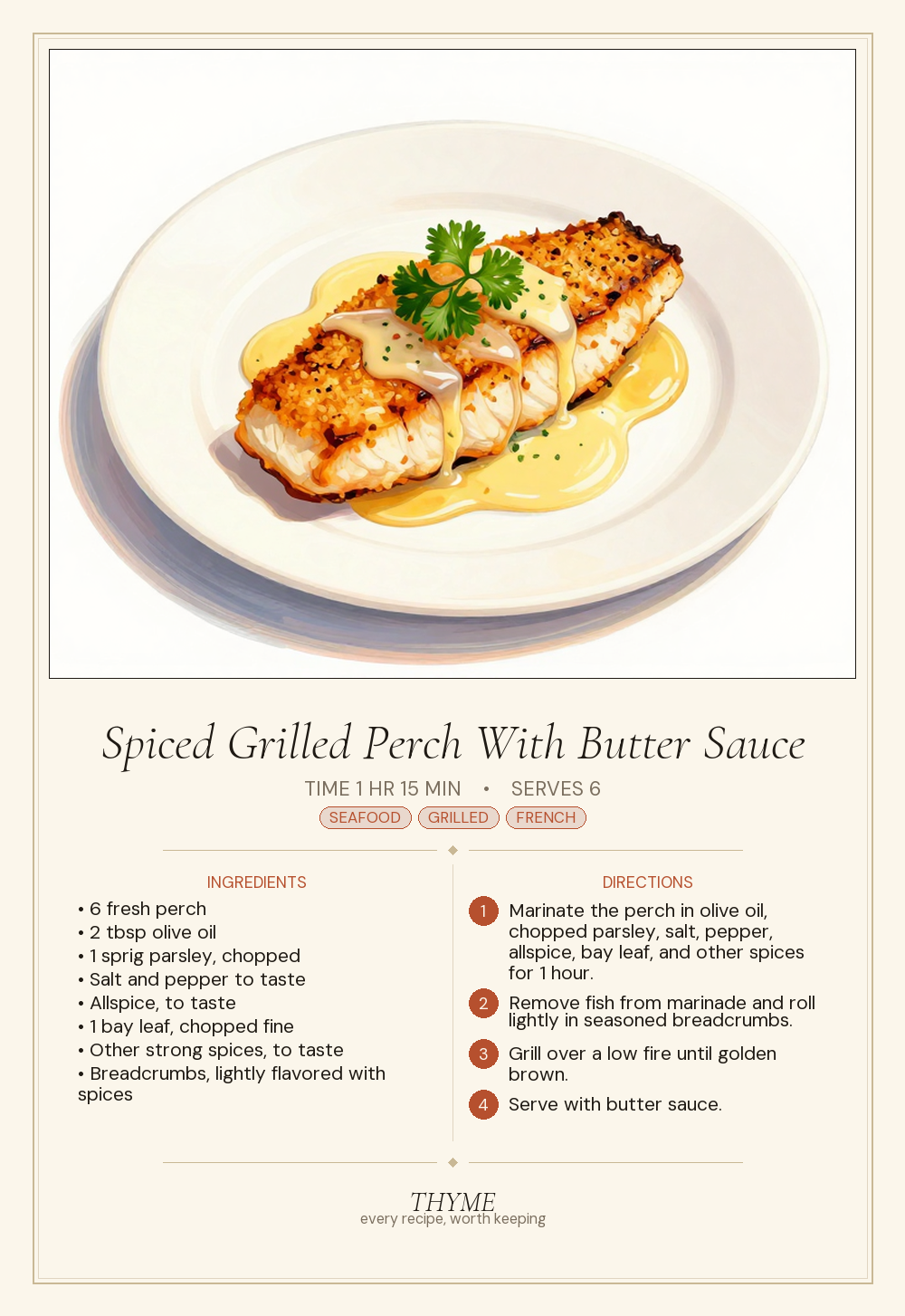 Spiced Grilled Perch With Butter Sauce