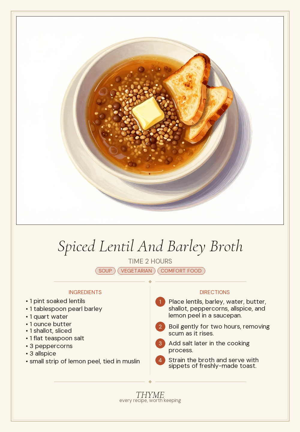 Spiced Lentil And Barley Broth