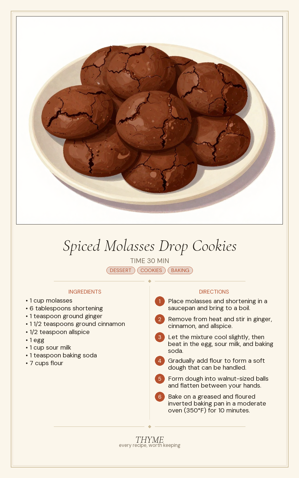 Spiced Molasses Drop Cookies