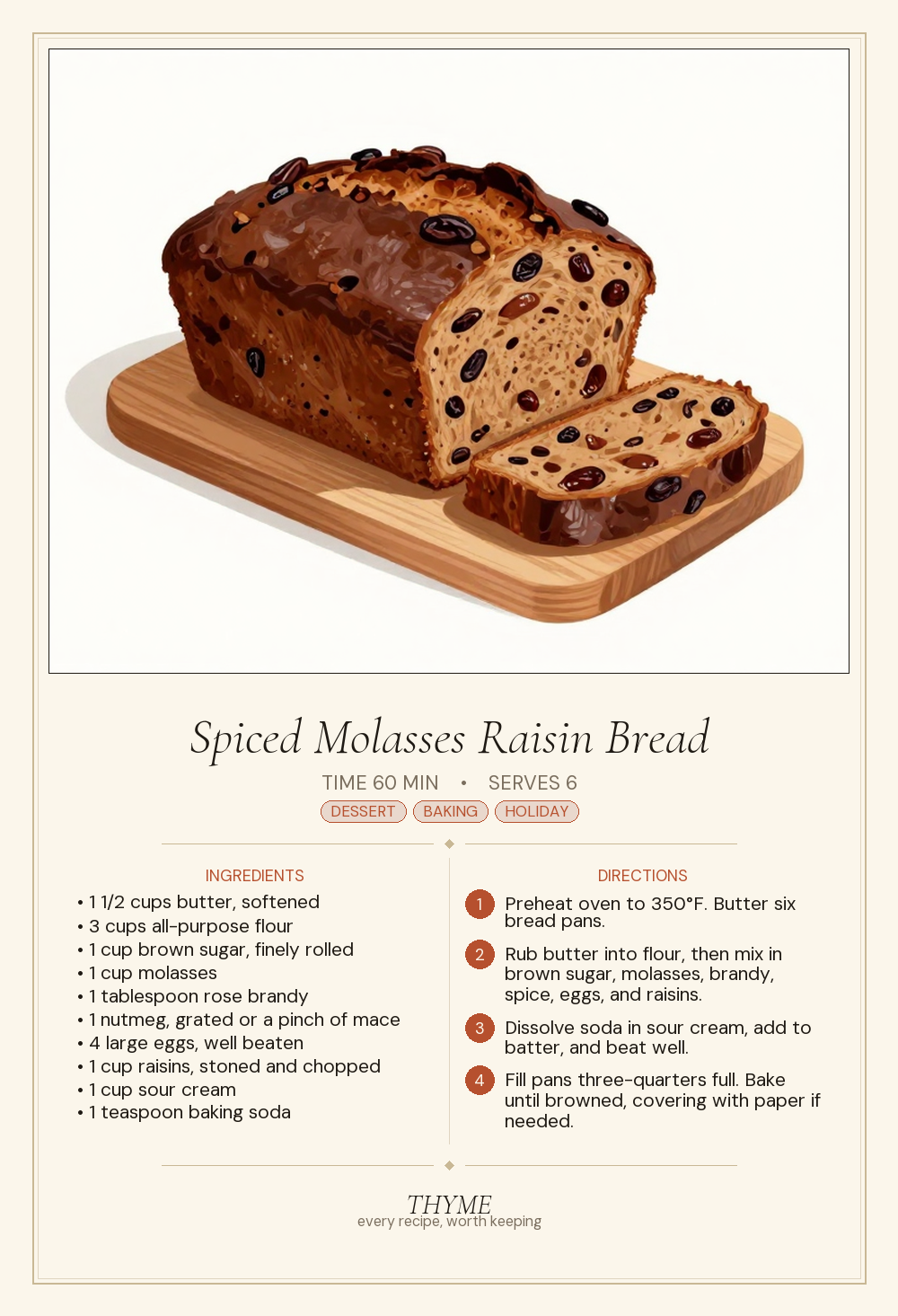 Spiced Molasses Raisin Bread