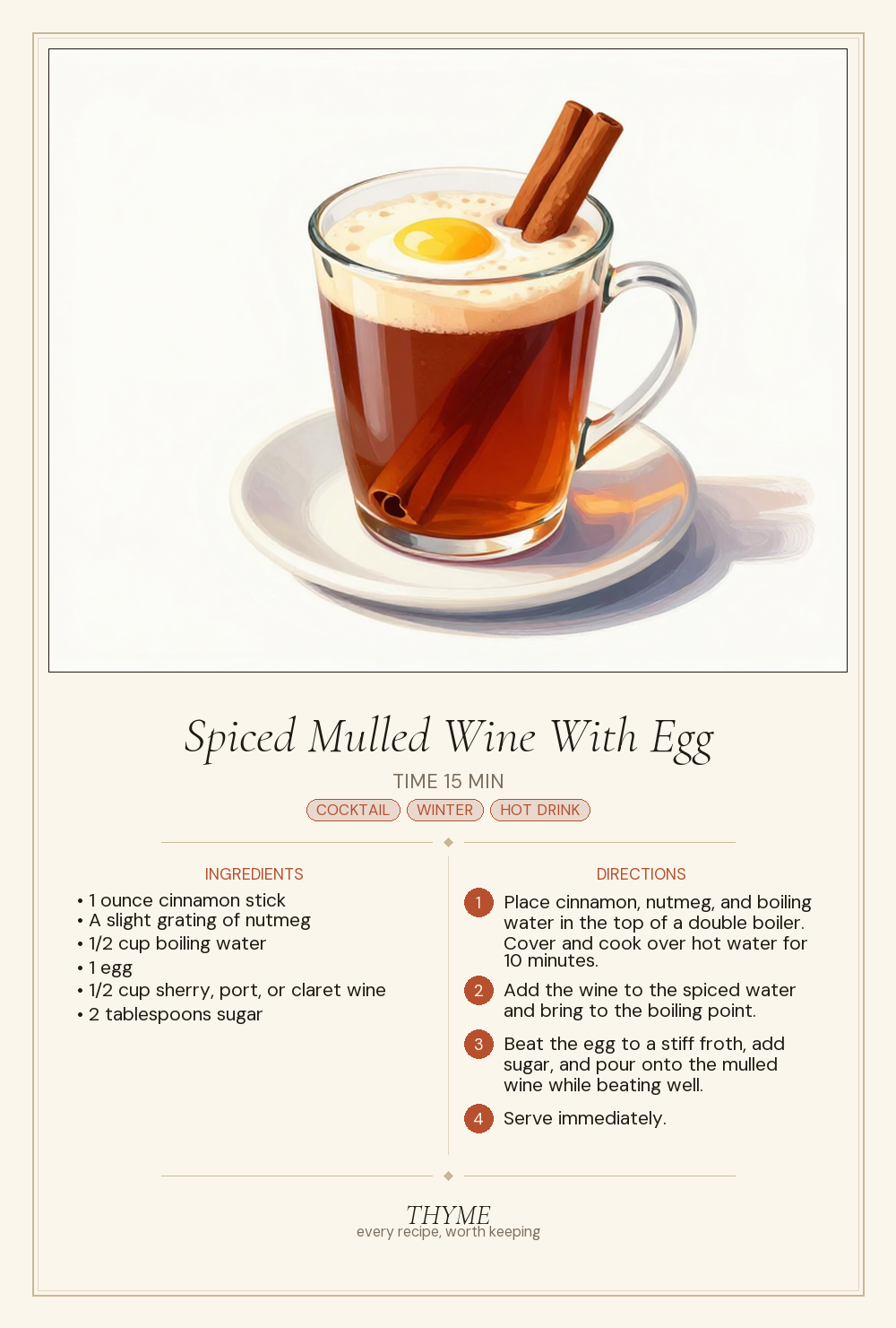 Spiced Mulled Wine With Egg