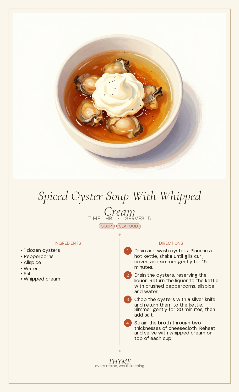 Spiced Oyster Soup With Whipped Cream