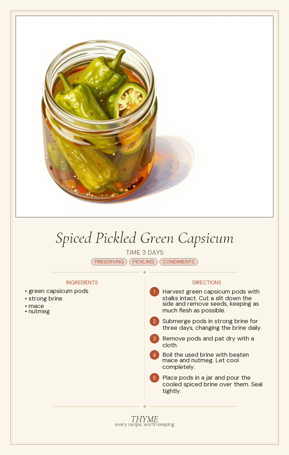 Spiced Pickled Green Capsicum
