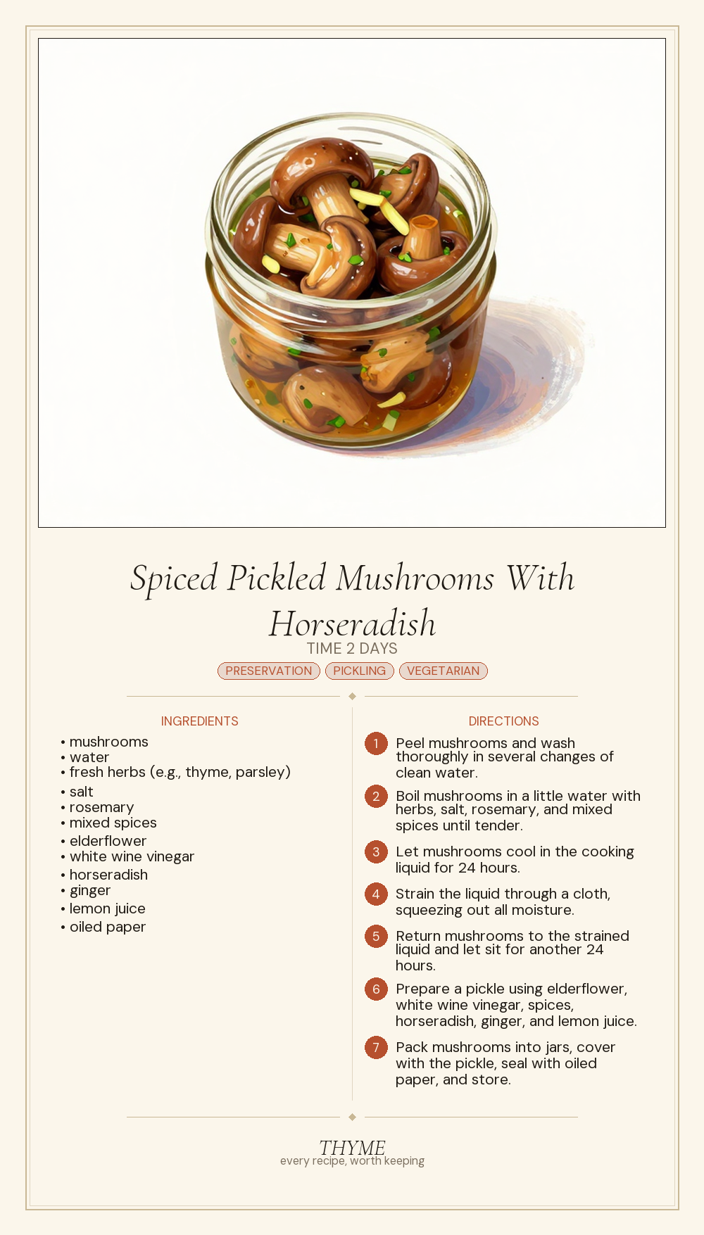 Spiced Pickled Mushrooms With Horseradish