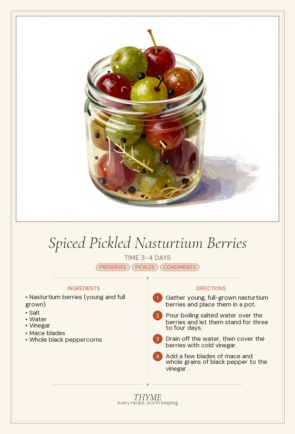 Spiced Pickled Nasturtium Berries