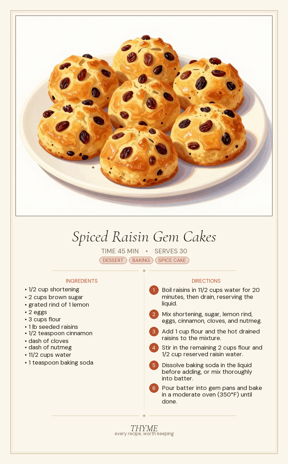 Spiced Raisin Gem Cakes