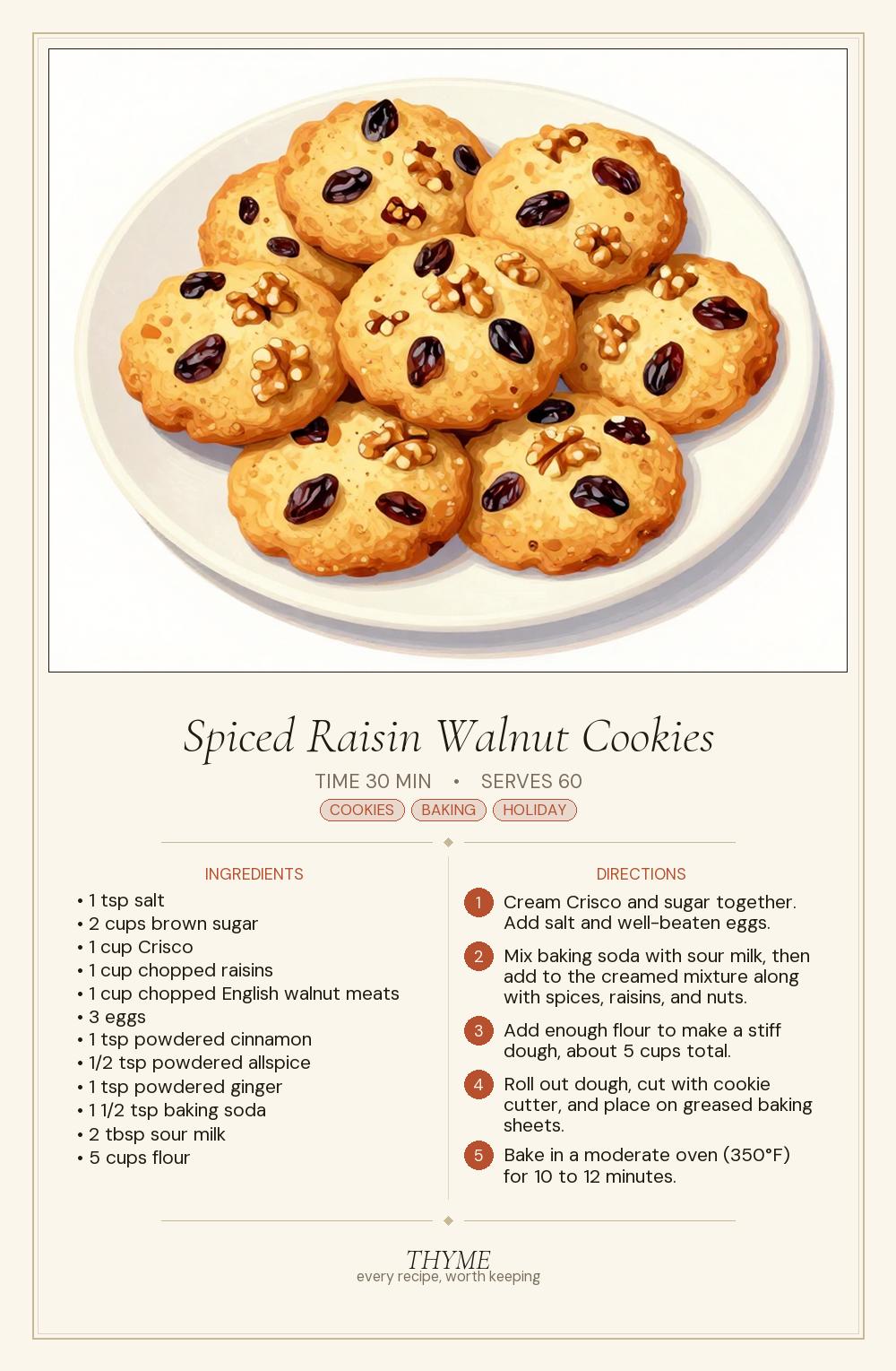 Spiced Raisin Walnut Cookies