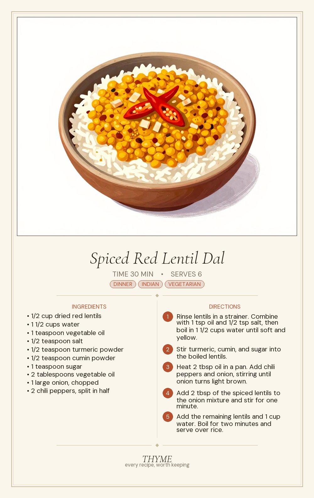 Spiced Red Lentil Dal