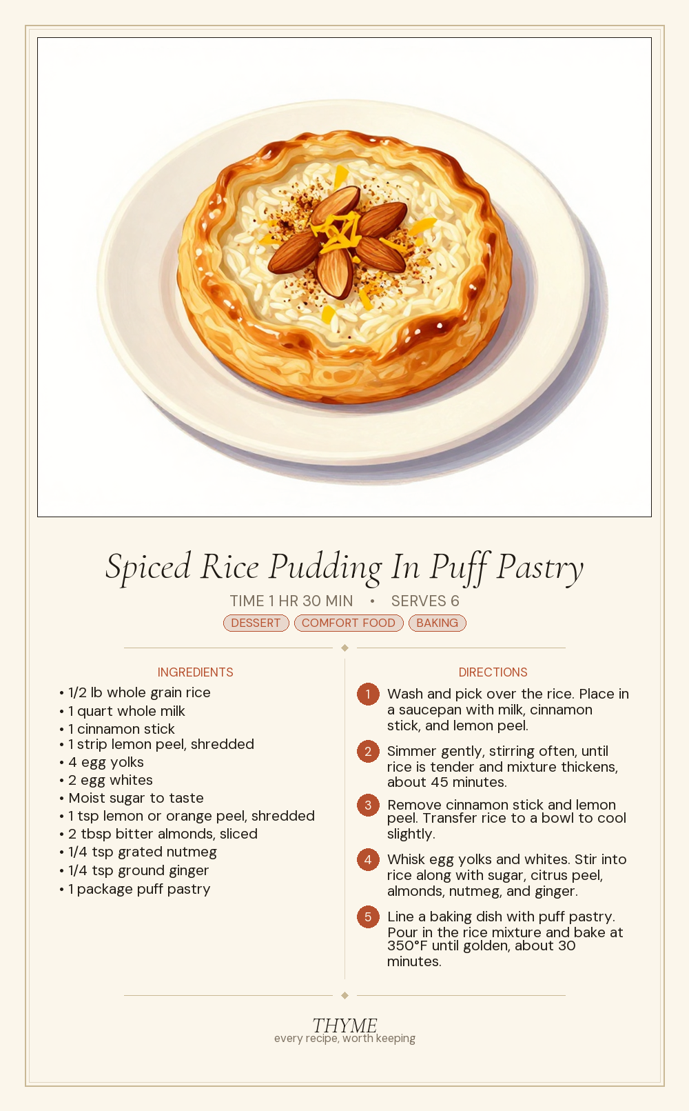 Spiced Rice Pudding In Puff Pastry
