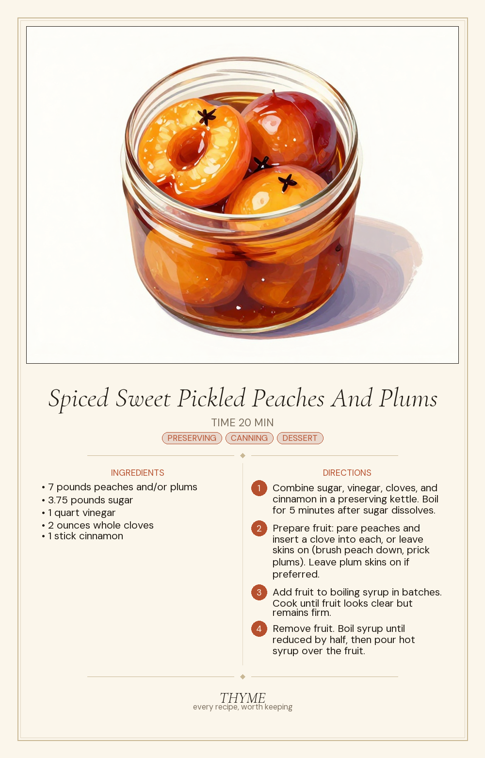 Spiced Sweet Pickled Peaches And Plums