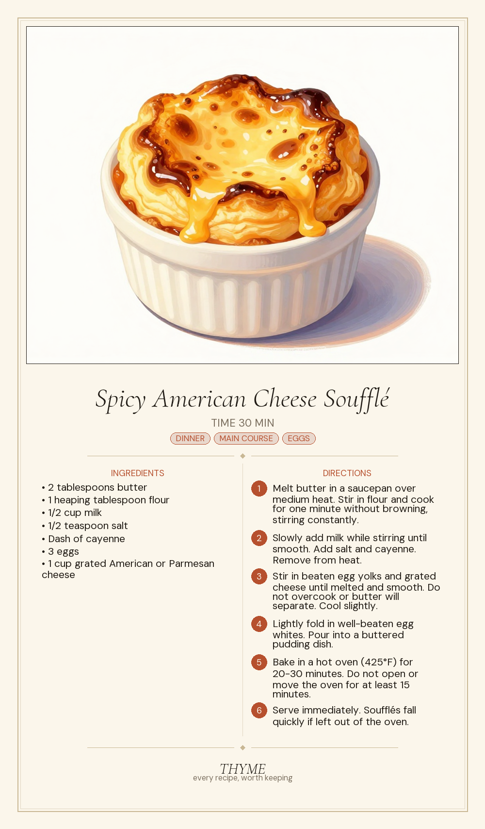 Spicy American Cheese Soufflé