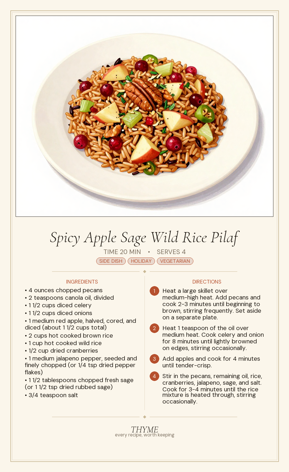 Spicy Apple Sage Wild Rice Pilaf