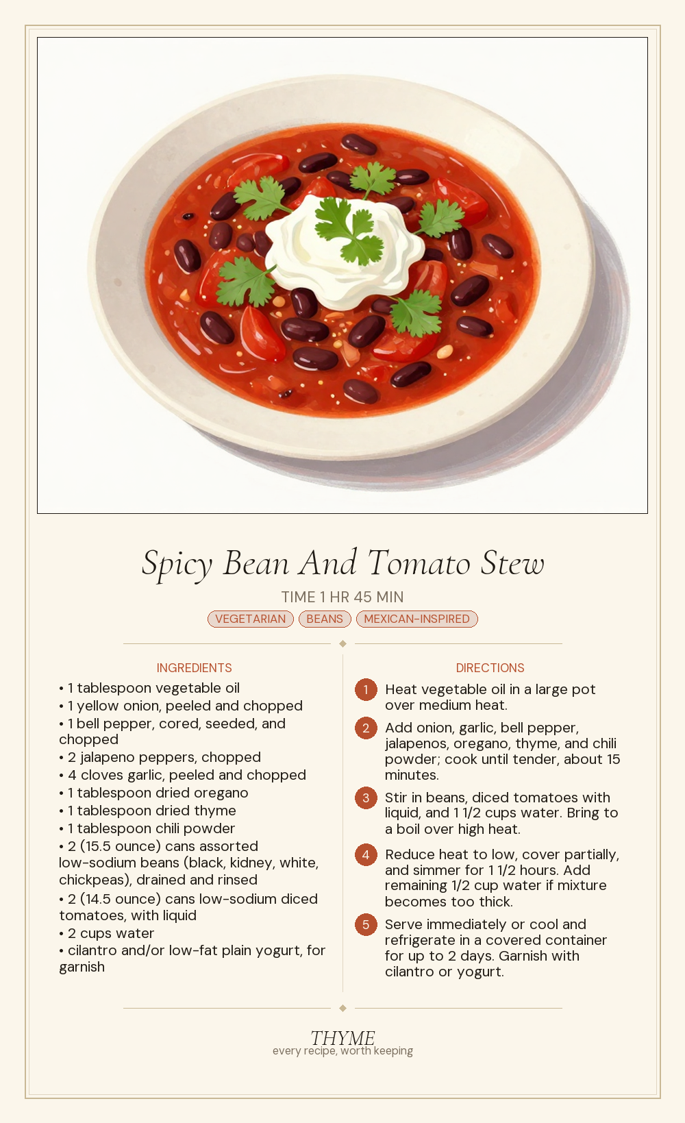 Spicy Bean And Tomato Stew