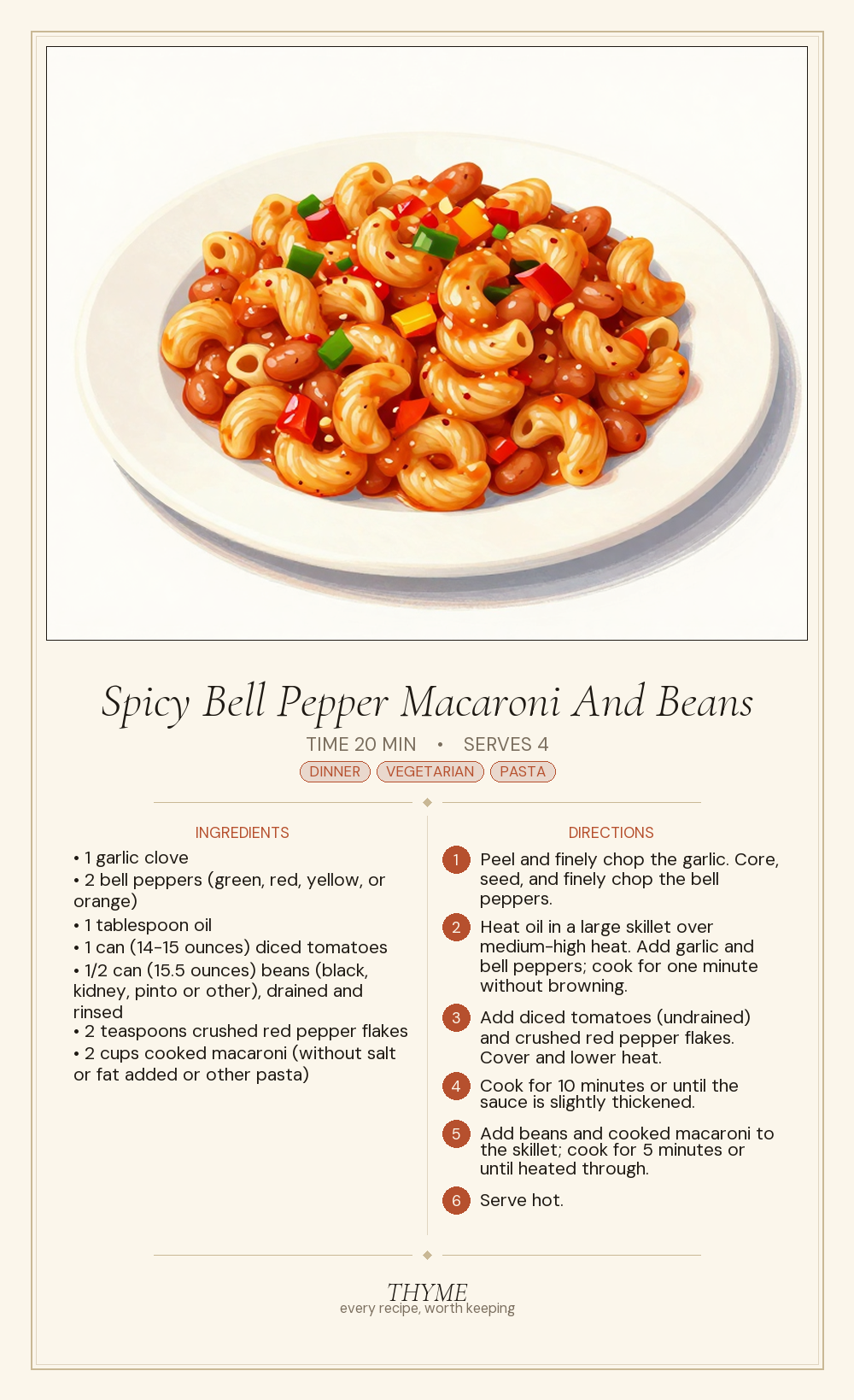 Spicy Bell Pepper Macaroni And Beans