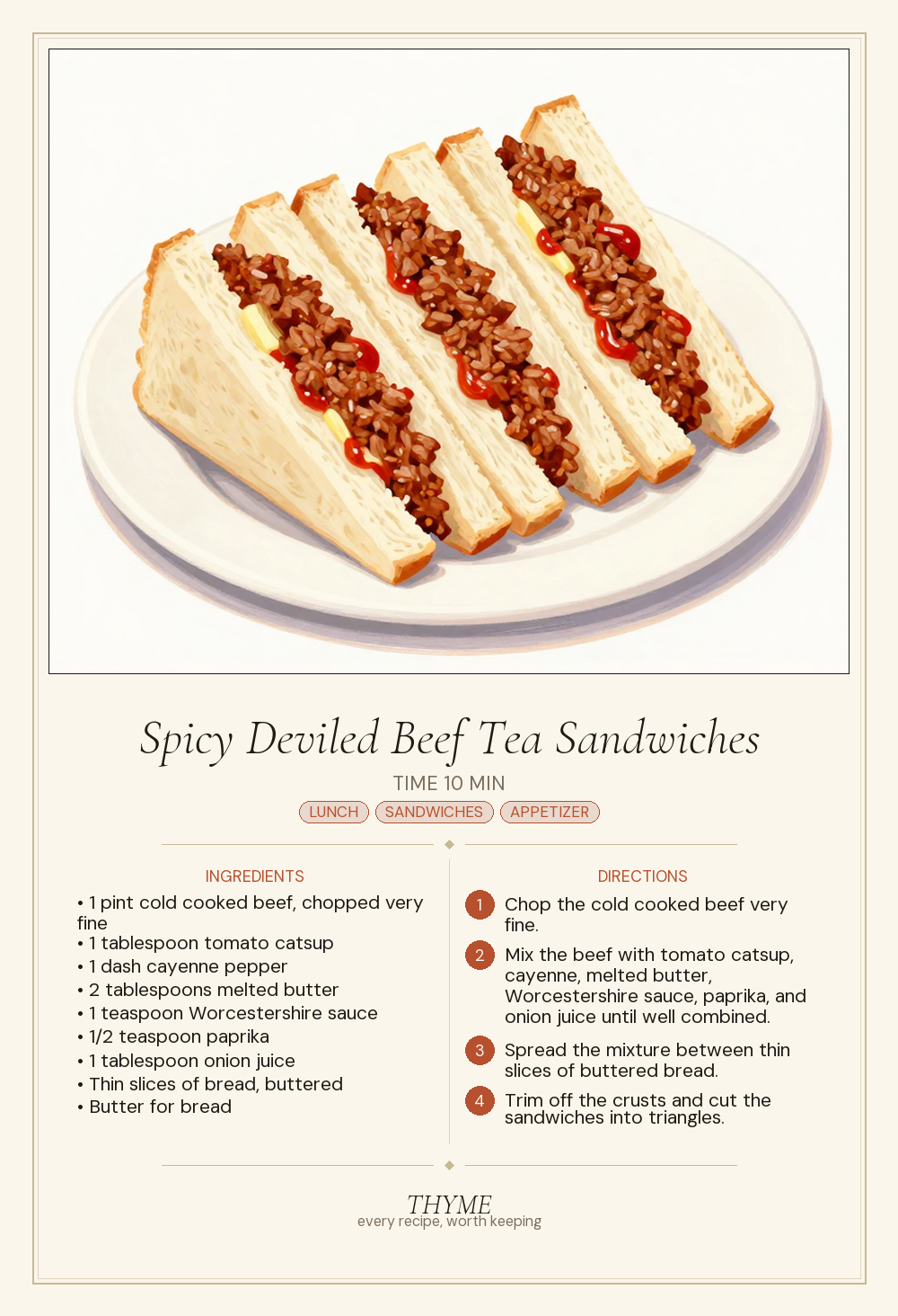 Spicy Deviled Beef Tea Sandwiches