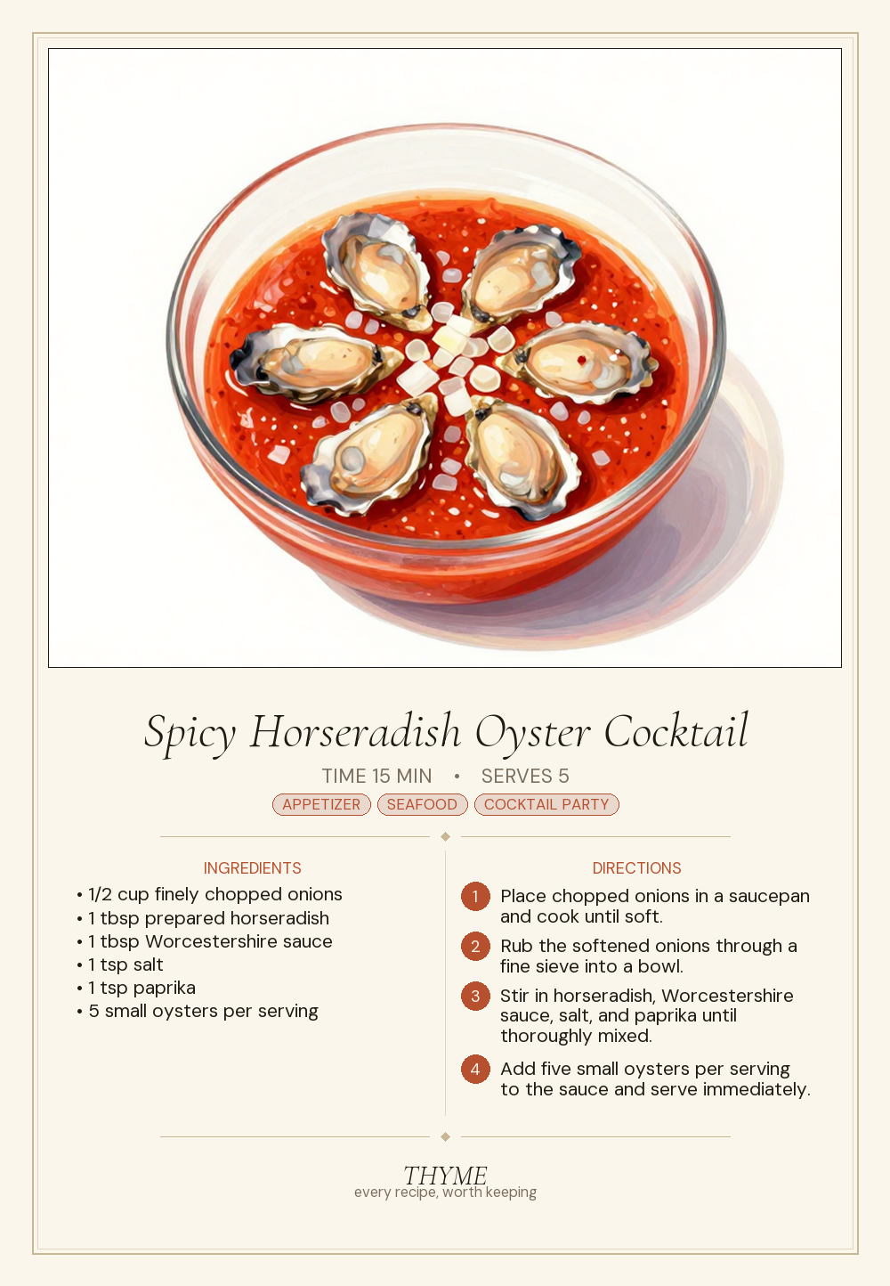 Spicy Horseradish Oyster Cocktail