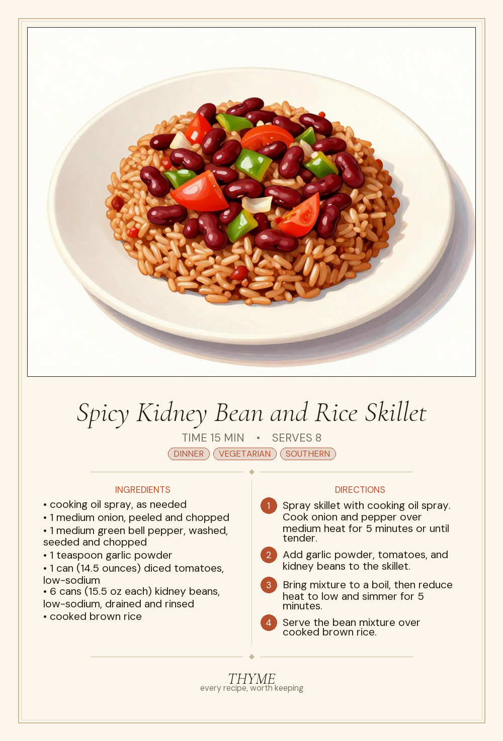 Spicy Kidney Bean and Rice Skillet