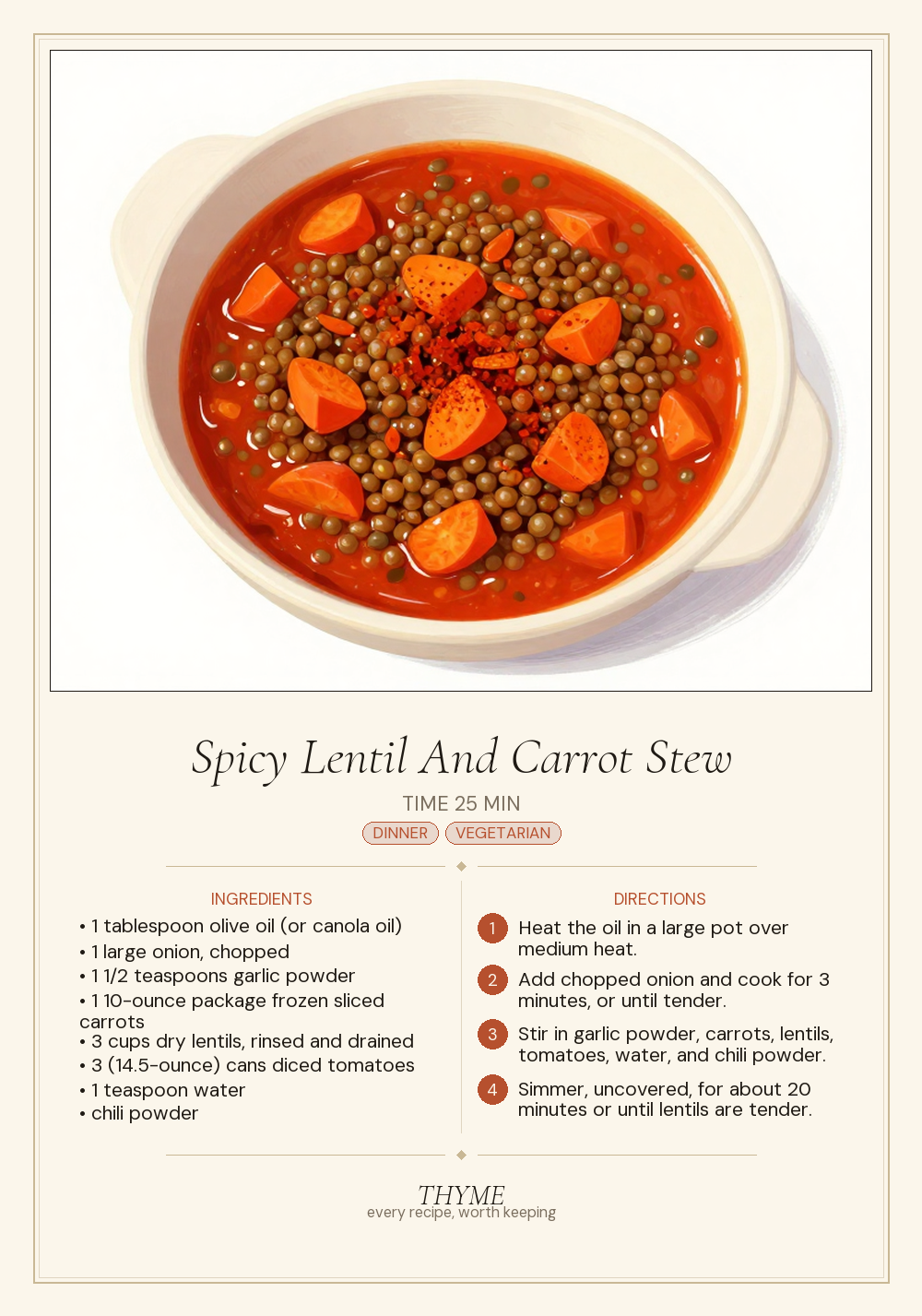 Spicy Lentil And Carrot Stew