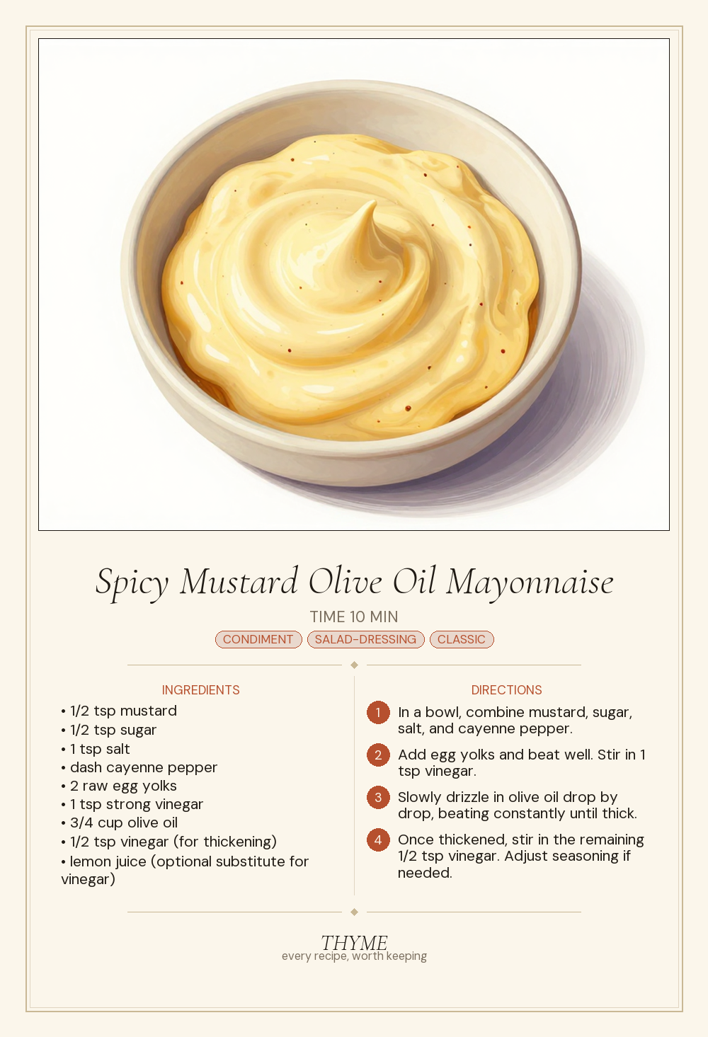 Spicy Mustard Olive Oil Mayonnaise