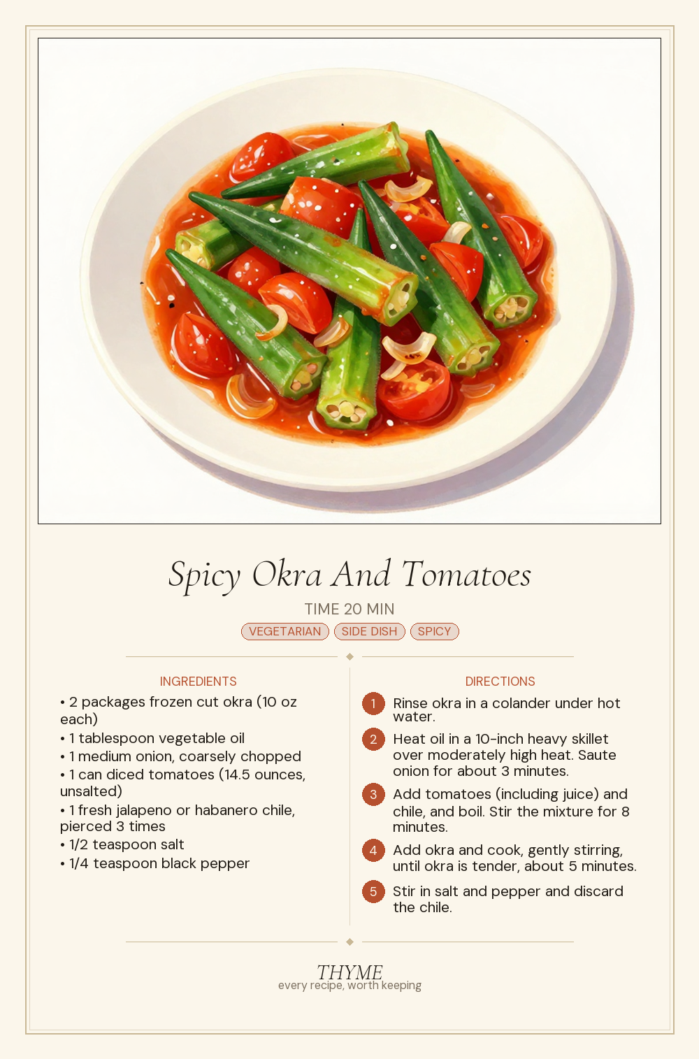 Spicy Okra And Tomatoes