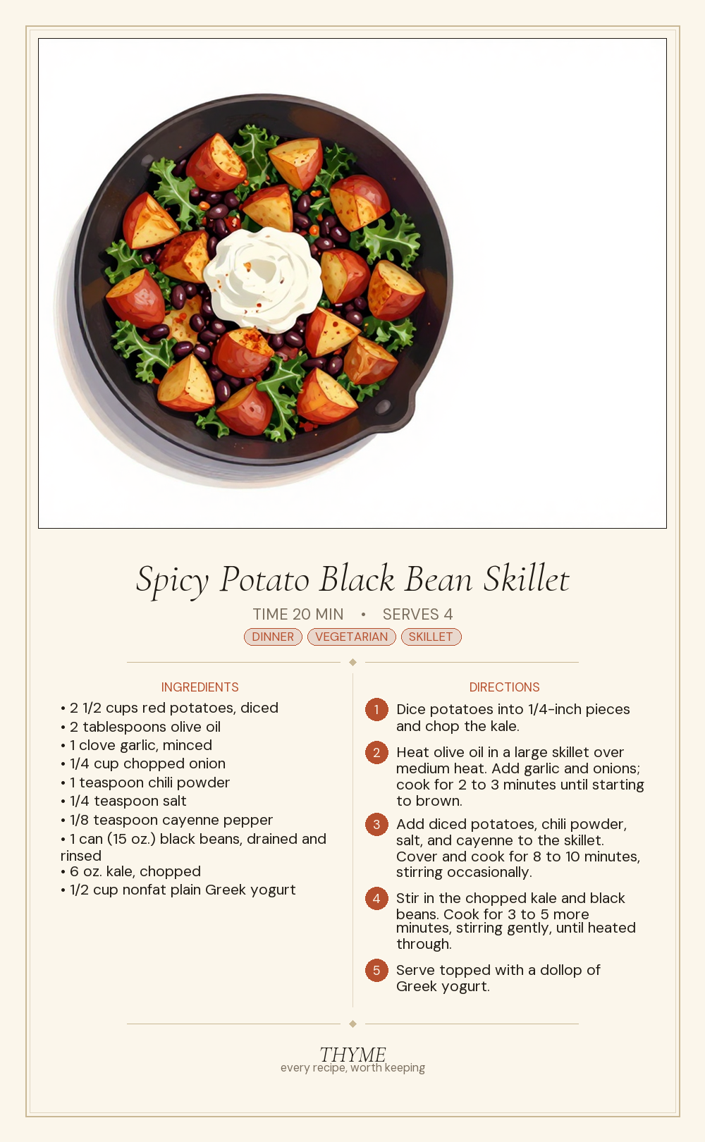 Spicy Potato Black Bean Skillet