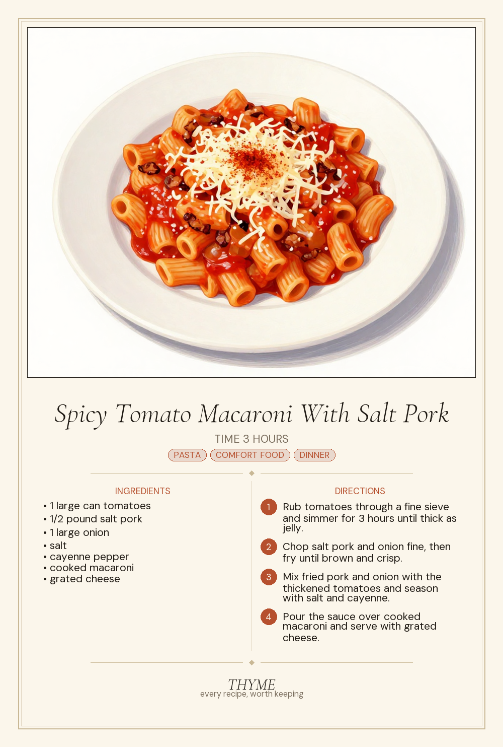Spicy Tomato Macaroni With Salt Pork