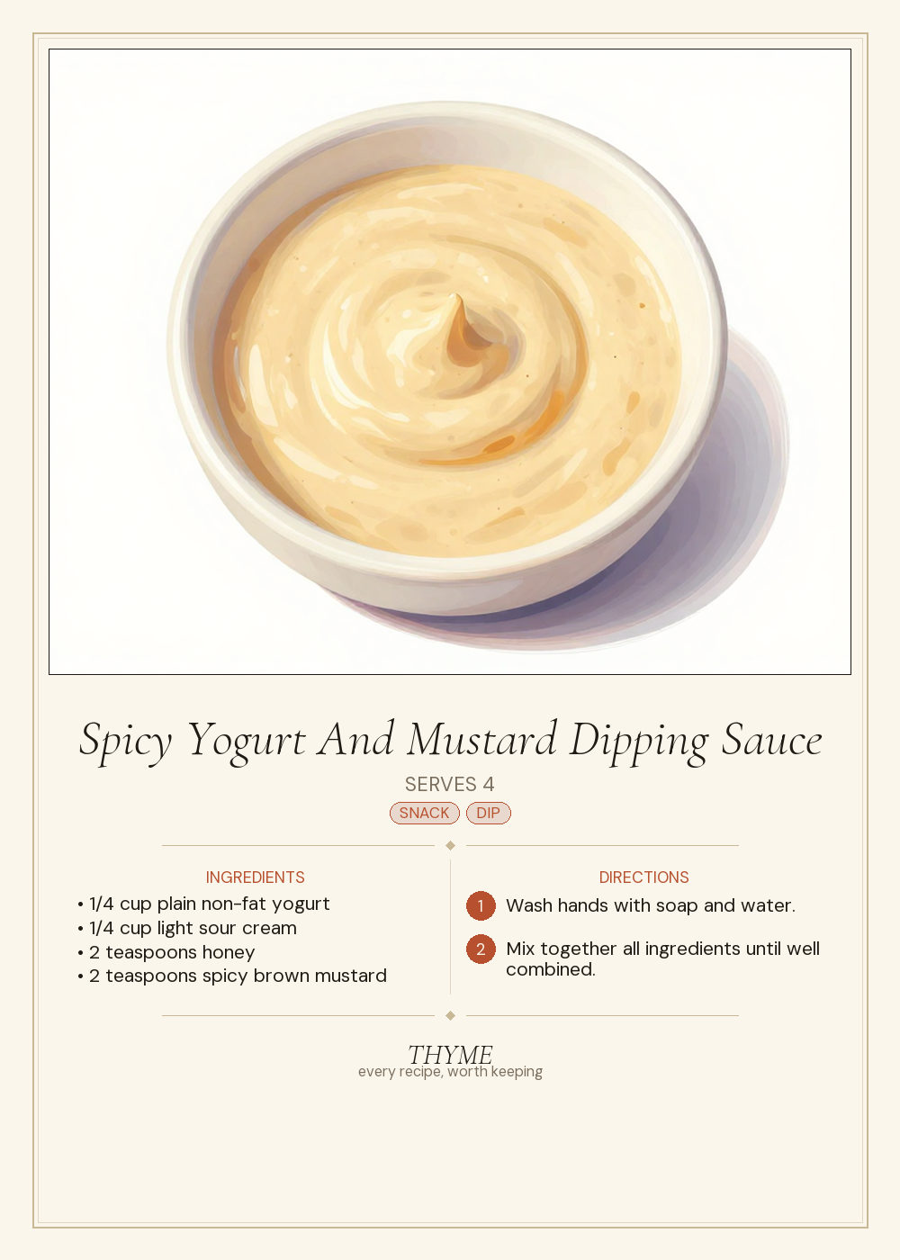 Spicy Yogurt And Mustard Dipping Sauce