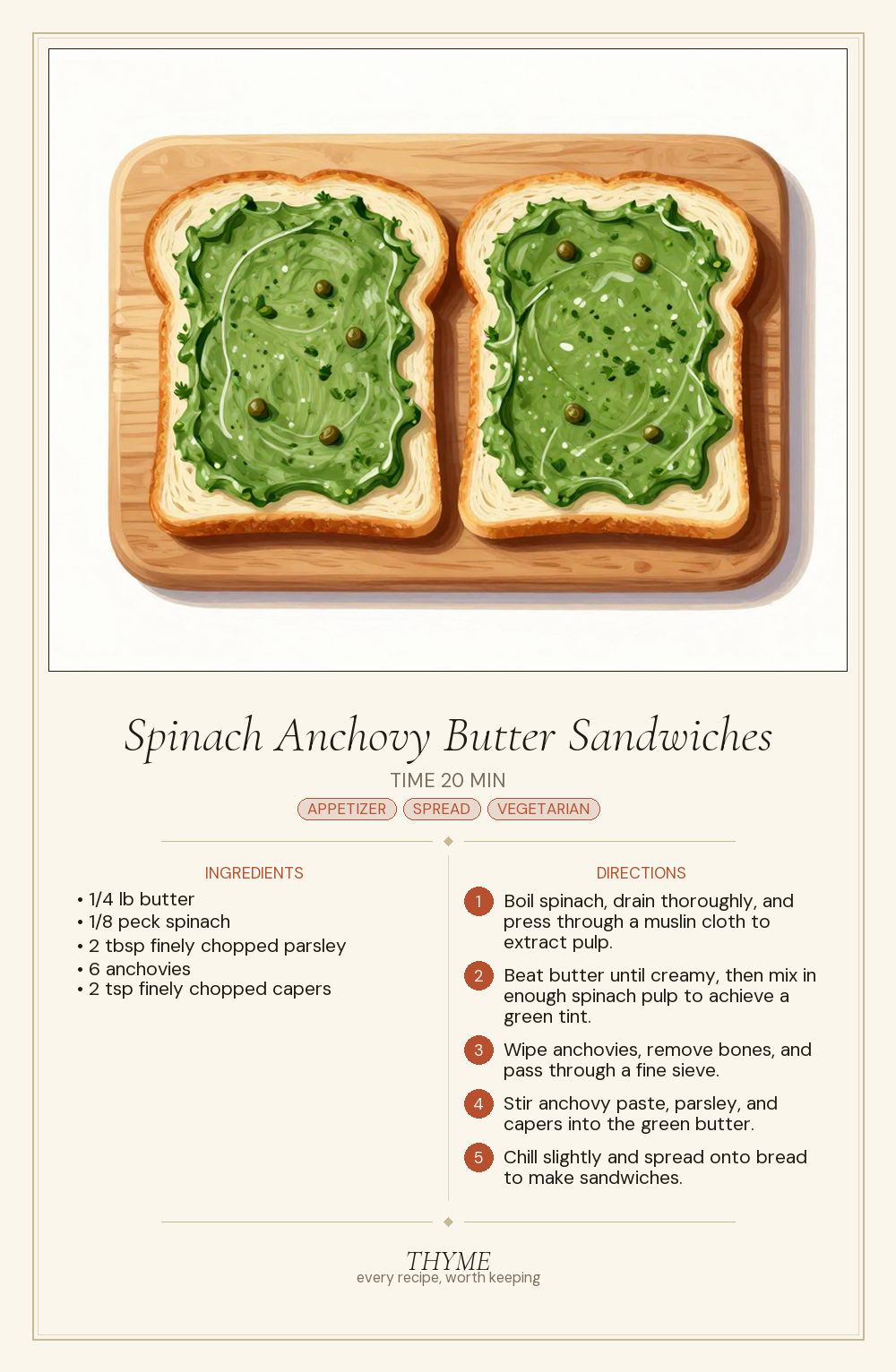 Spinach Anchovy Butter Sandwiches